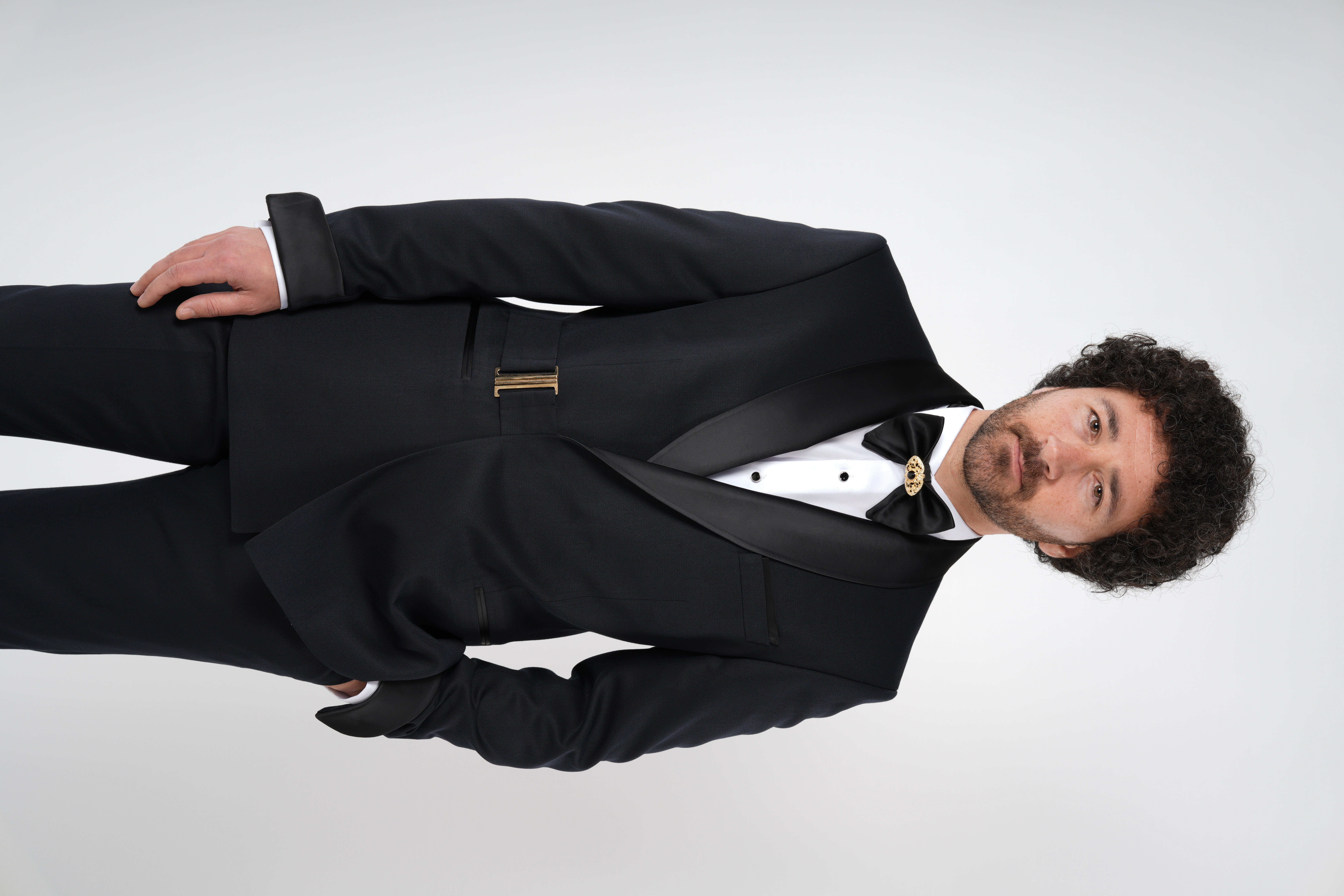 Erkek Kruvaze Smokin Damatlık Gold Toka Kol Manşetli Şal Yaka İtalyan Stil Slim Fit Ceket Pantolon Papyon-Koyu Lacivert