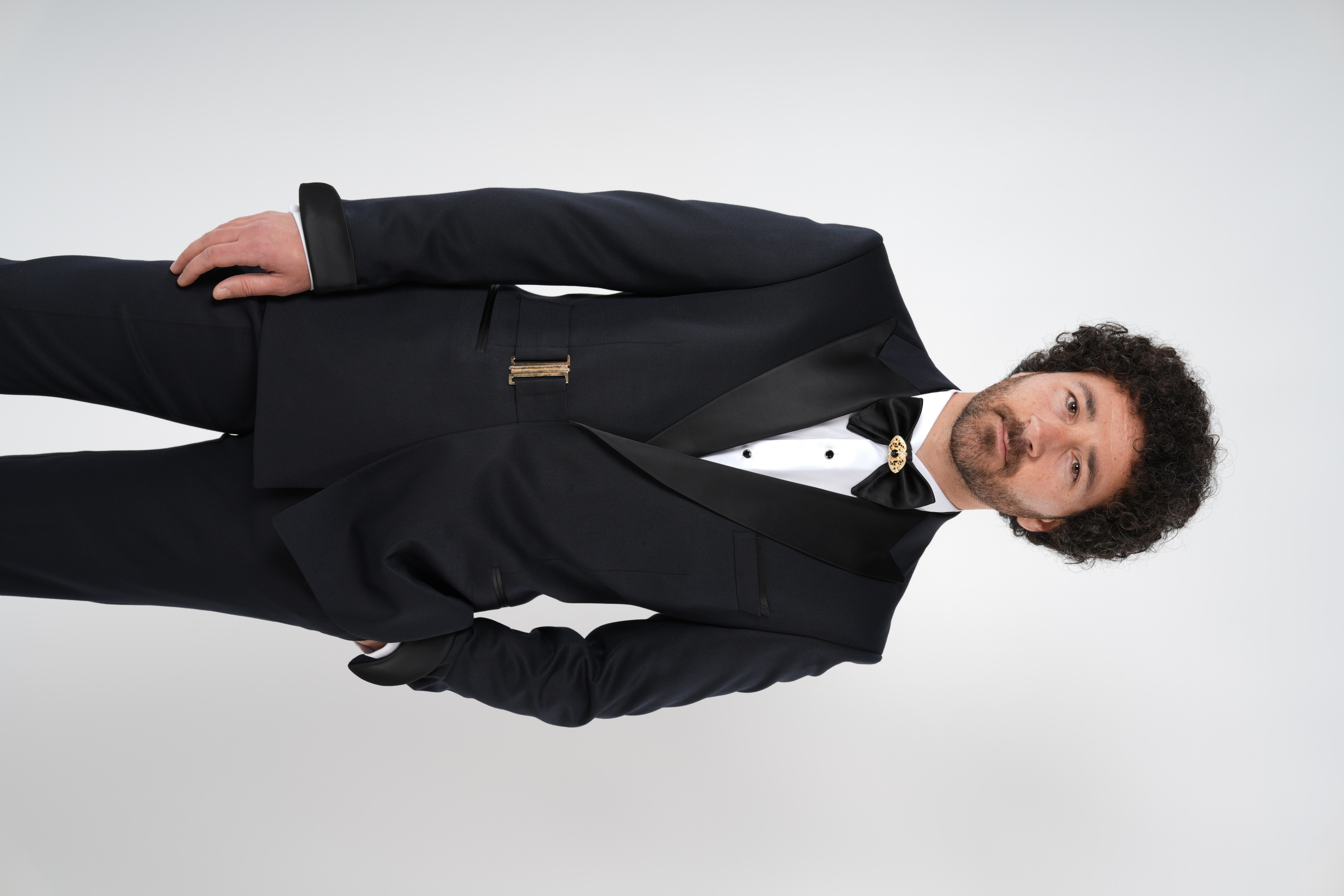 Erkek Kruvaze Smokin Damatlık Manşet Kollu Kırlangıç Yaka İtalyan Stil Slim Fit Ceket Pantolon Papyon-Koyu Lacivert
