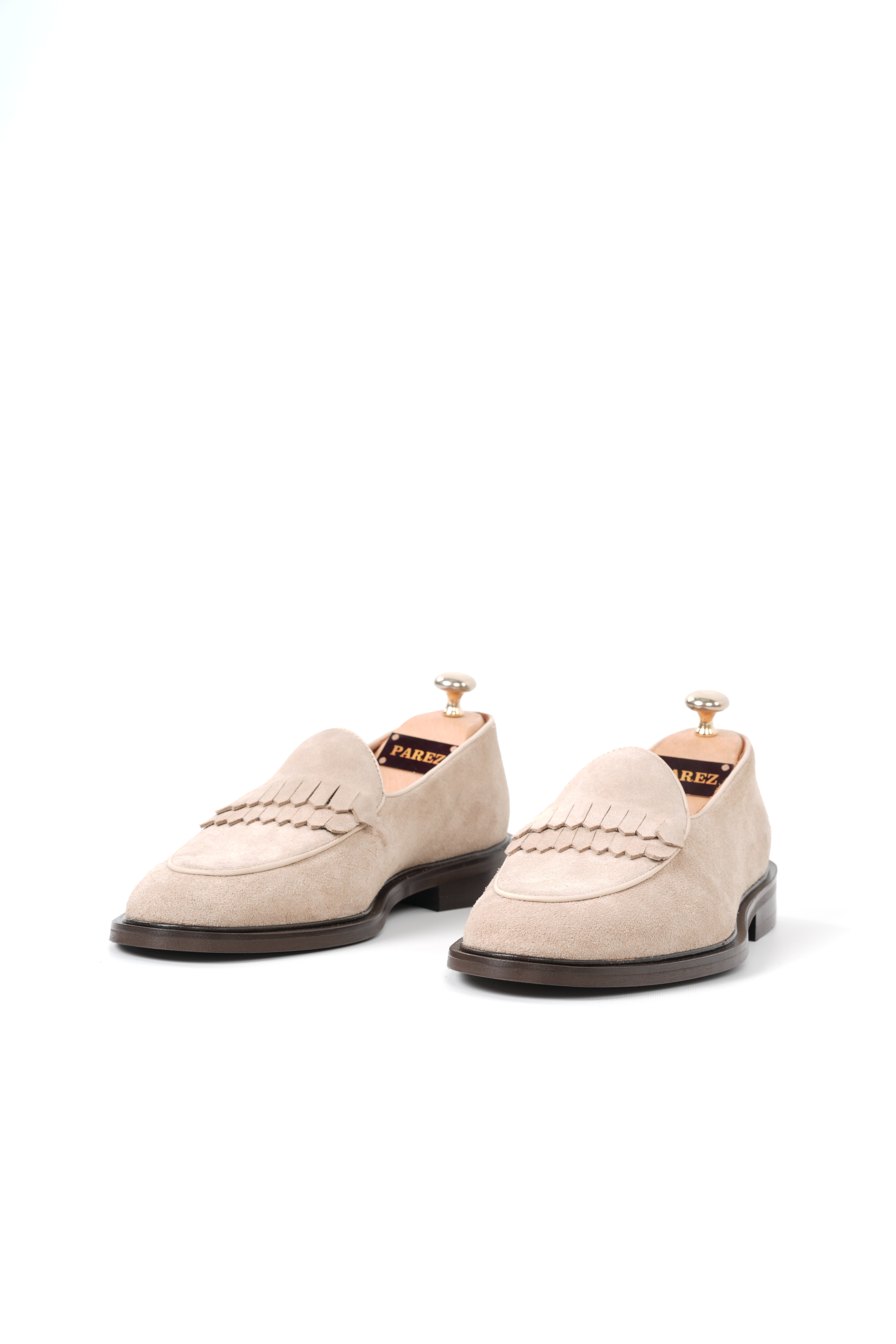 Mens Luxury Suede Genuine Leather Shoes - Beige