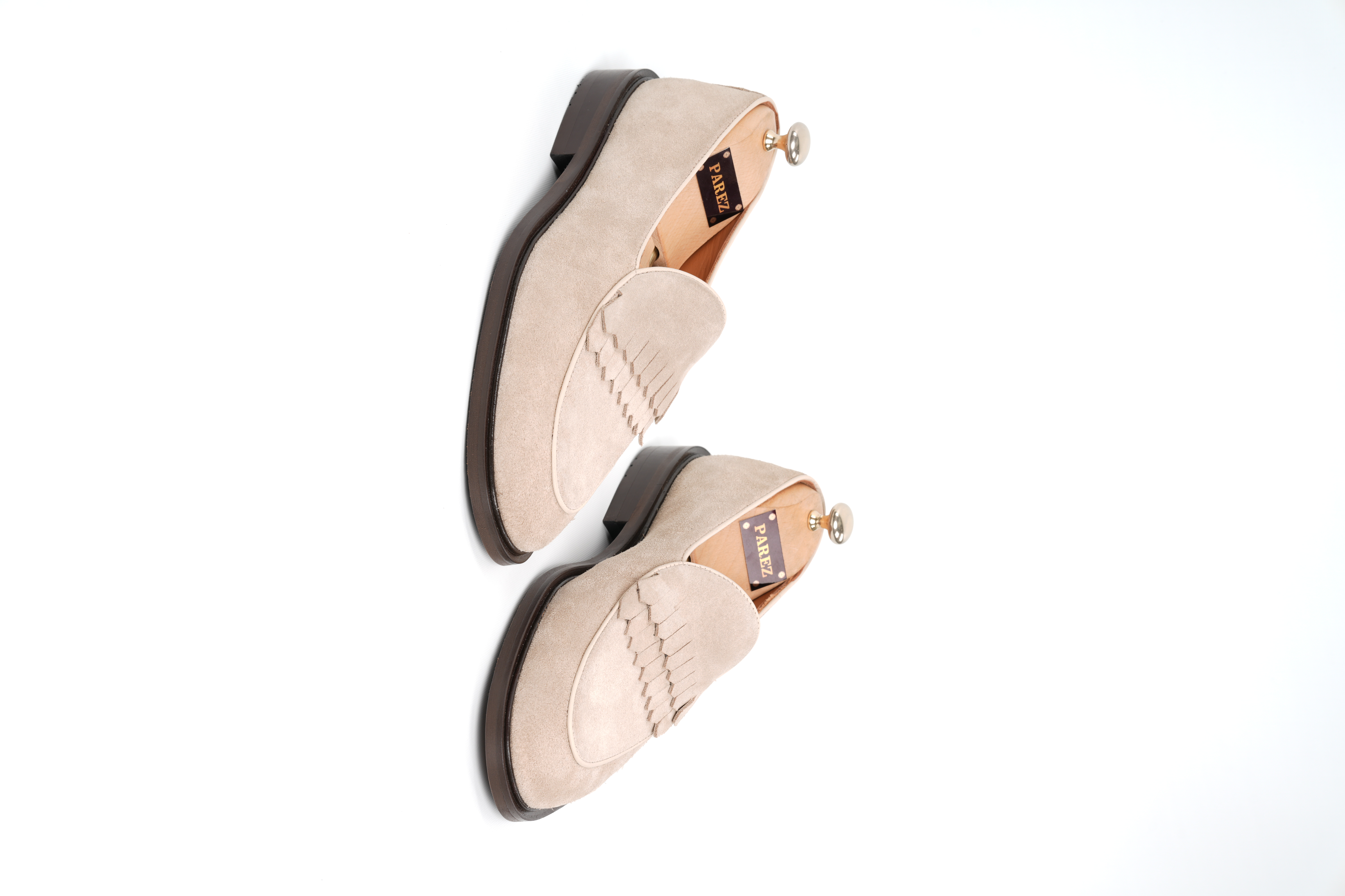 Mens Luxury Suede Genuine Leather Shoes - Beige