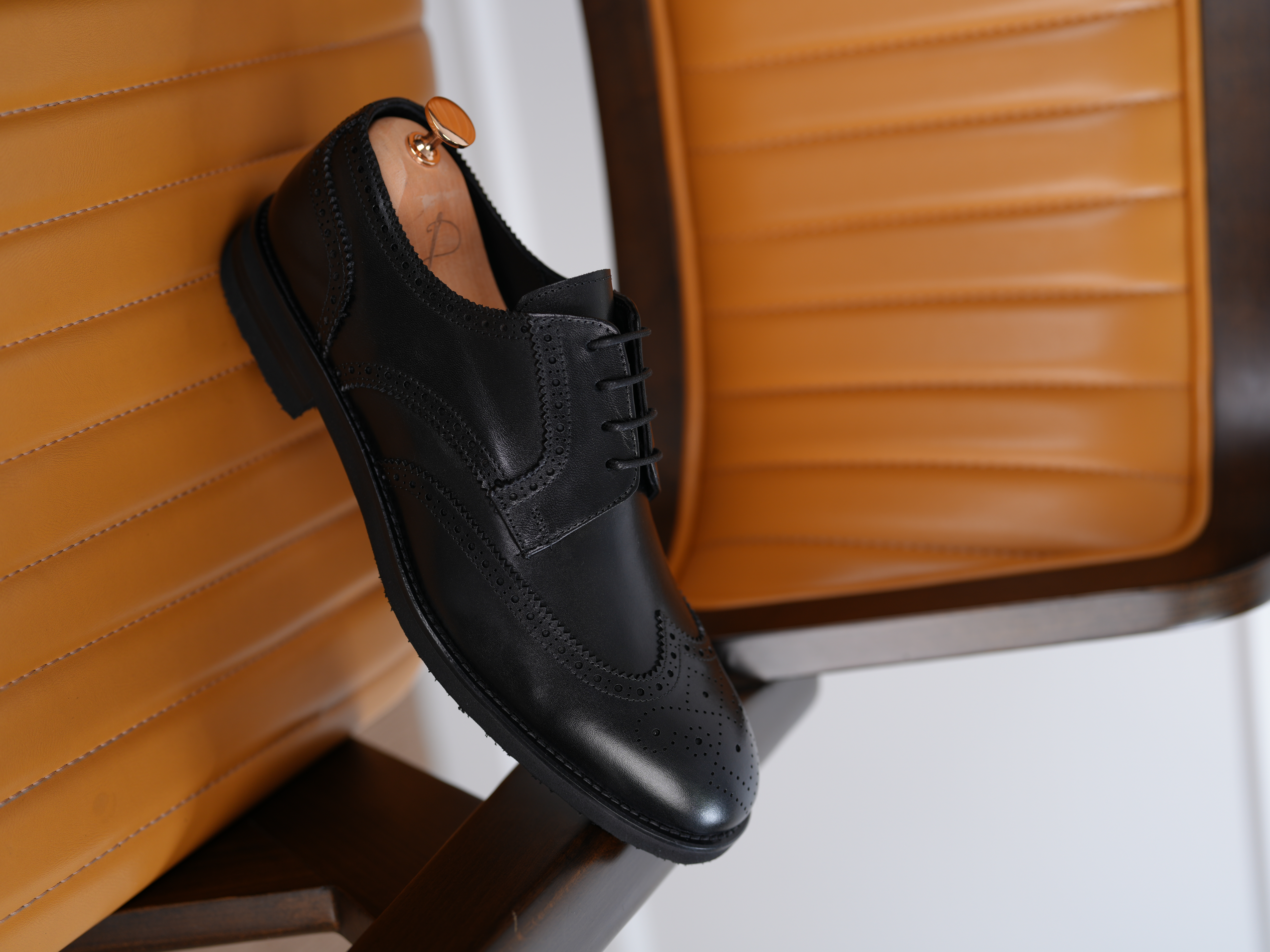 Mens Premium 100% Leather Special Light Eva Sole Lace-Up Classic Shoes - Black