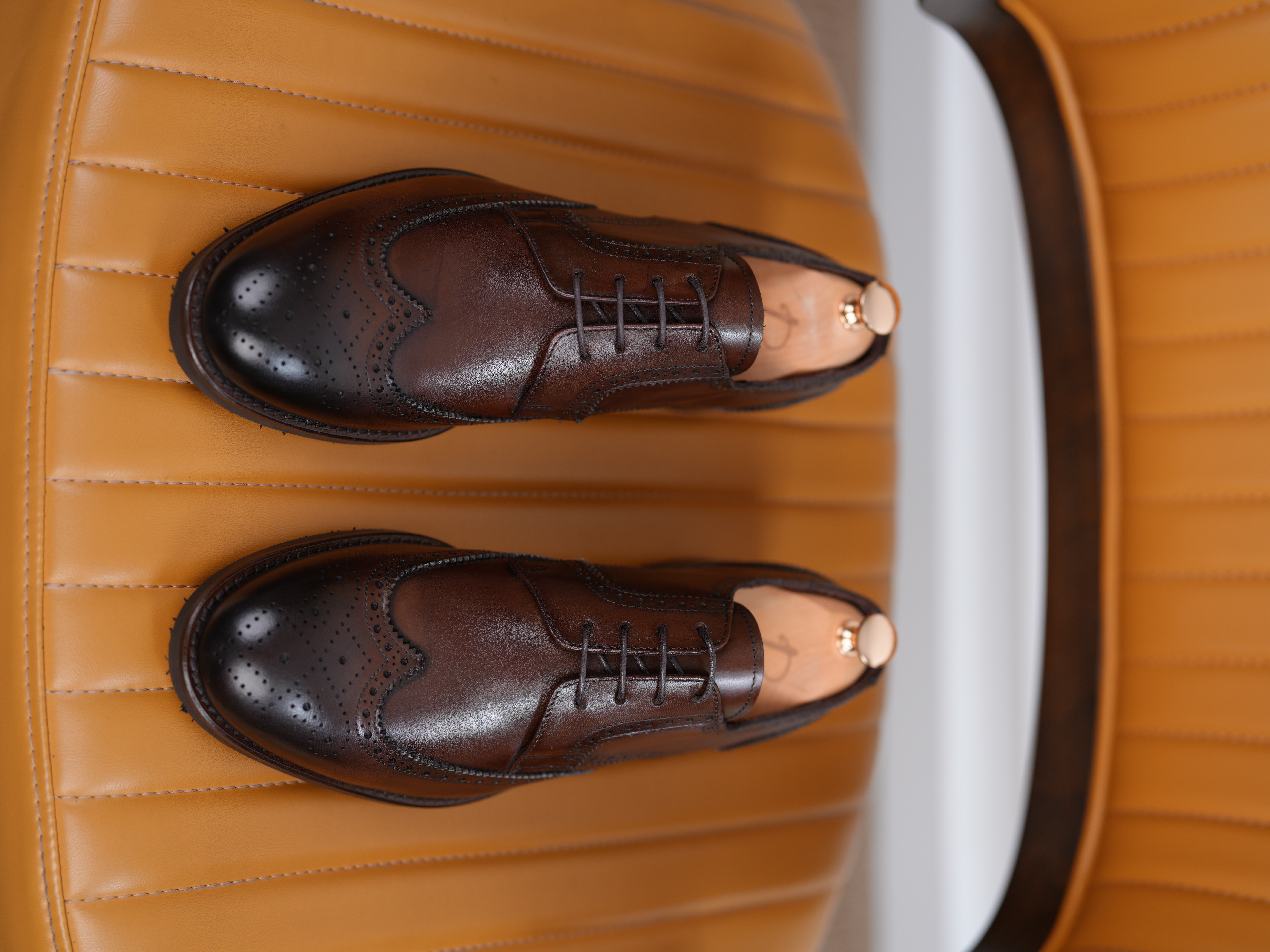 Mens Premium 100% Leather Special Light Eva Sole Lace-Up Classic Shoes - Brown