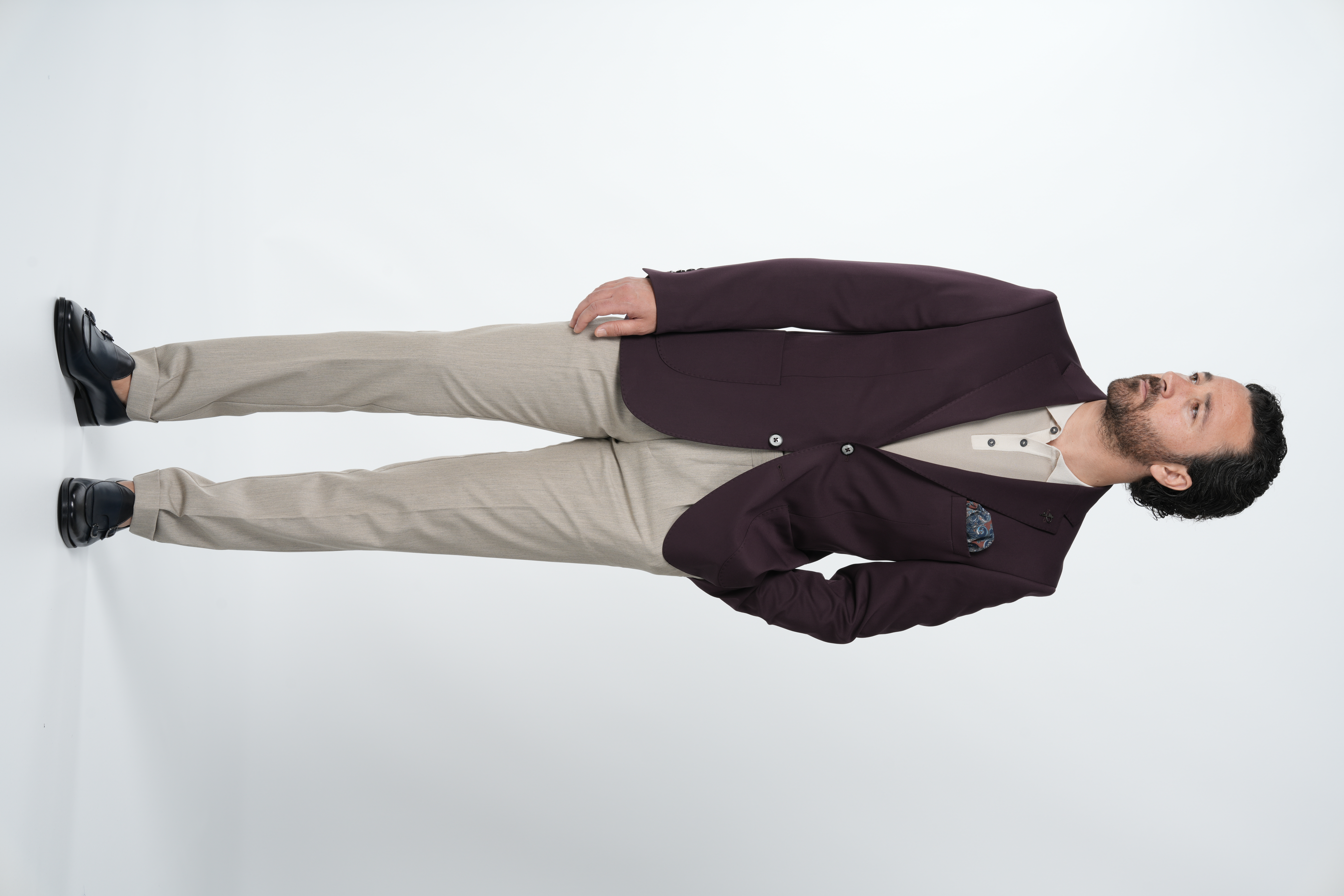 Premium-Herrenjacke im italienischen Stil, schmale Passform, Punto-Nähte, halbgefütterte Jacke mit Taschentaschen – Lila