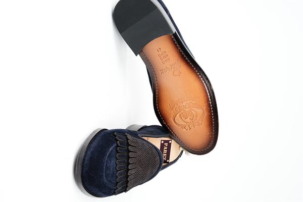 Erkek Premium Metis Süet Deri 
Dana Astar 
Double Kösele
 Özel El Boyama Kösele Rengi Ayakkabı - Lacivert