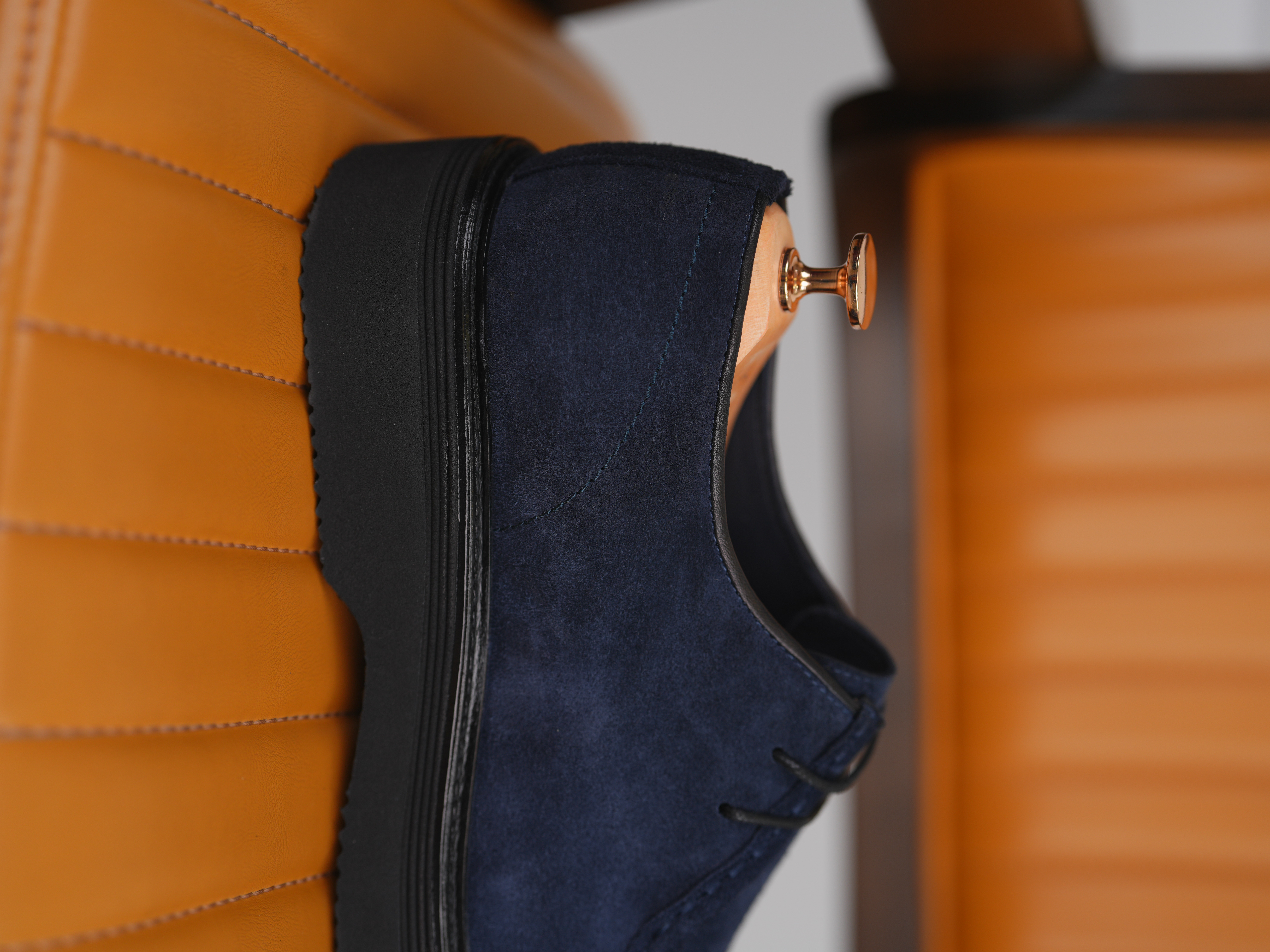 Erkek Premium Süet Deri İç Astar Dana Deri Eva Taban Ayakkabı - Lacivert