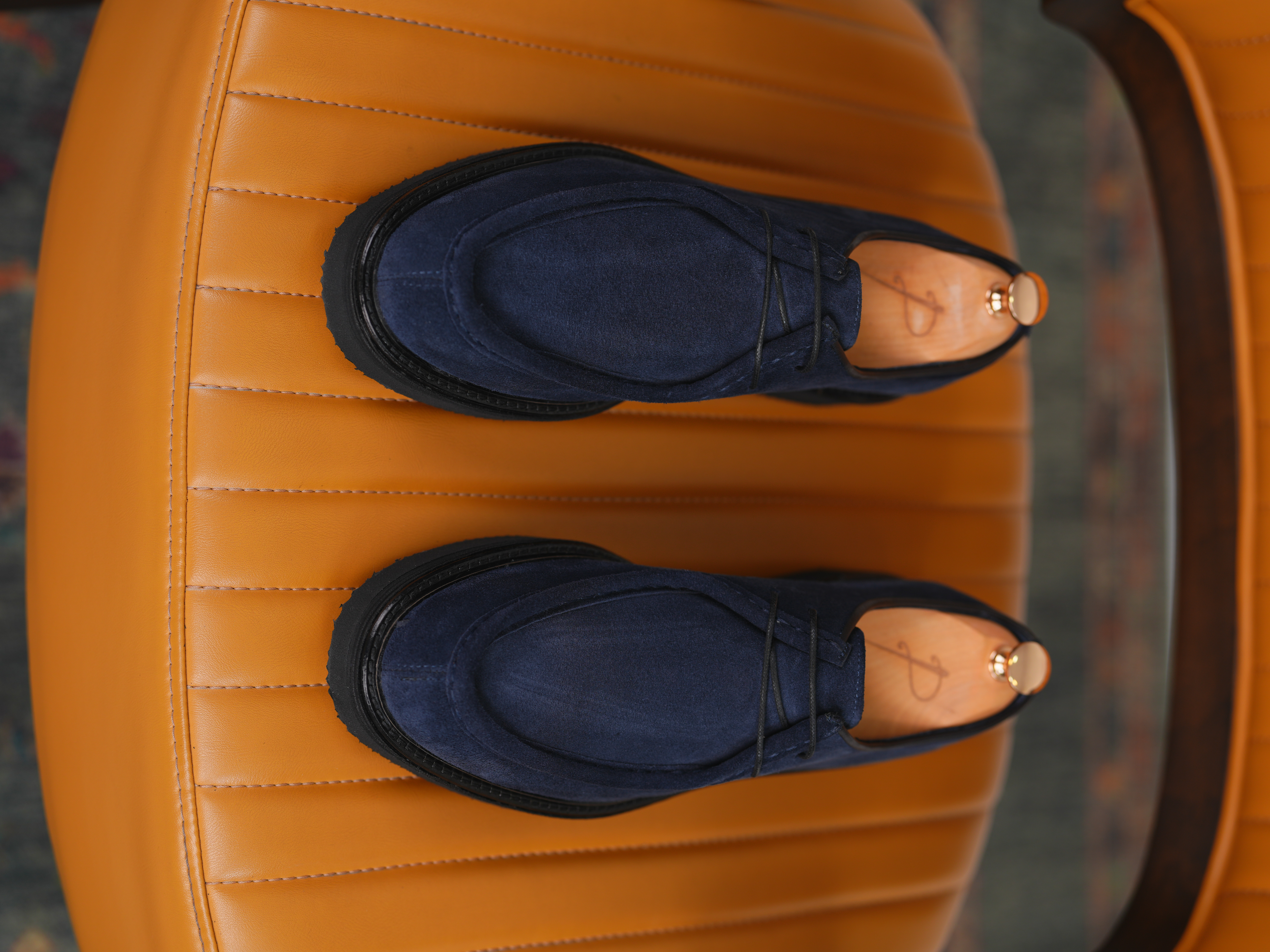 Erkek Premium Süet Deri İç Astar Dana Deri Eva Taban Ayakkabı - Lacivert