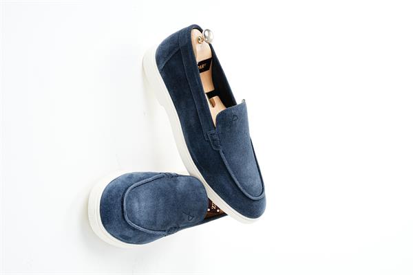 Erkek Premium Vizon Süet Hazır Eva Dana İç Astar Ayakkabı - Mavi