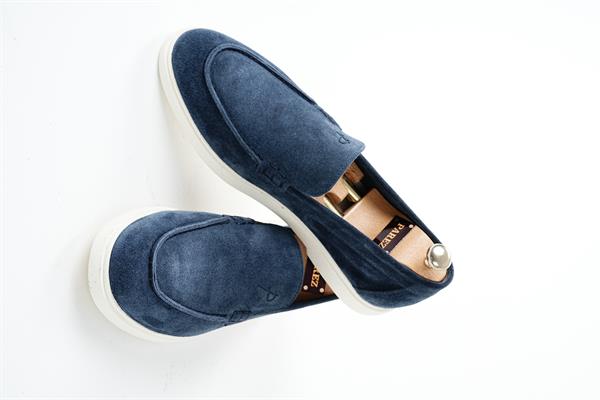 Erkek Premium Vizon Süet Hazır Eva Dana İç Astar Ayakkabı - Mavi