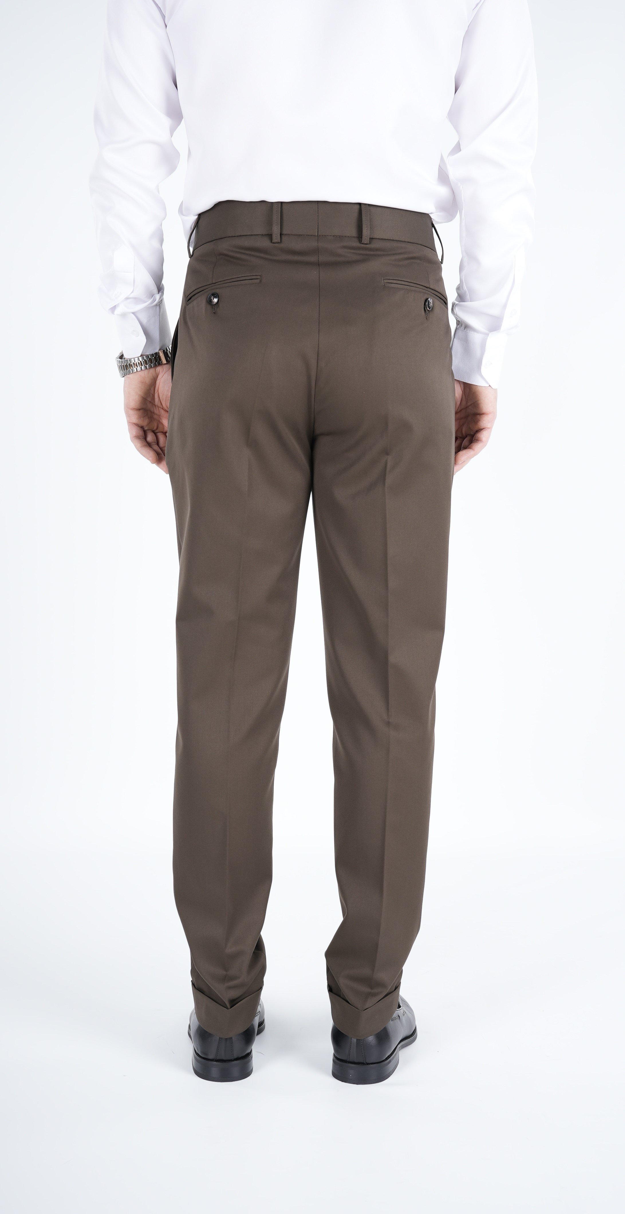 Pantaloni da uomo in tela di lycra plissettata stile italiano slim fit-cachi