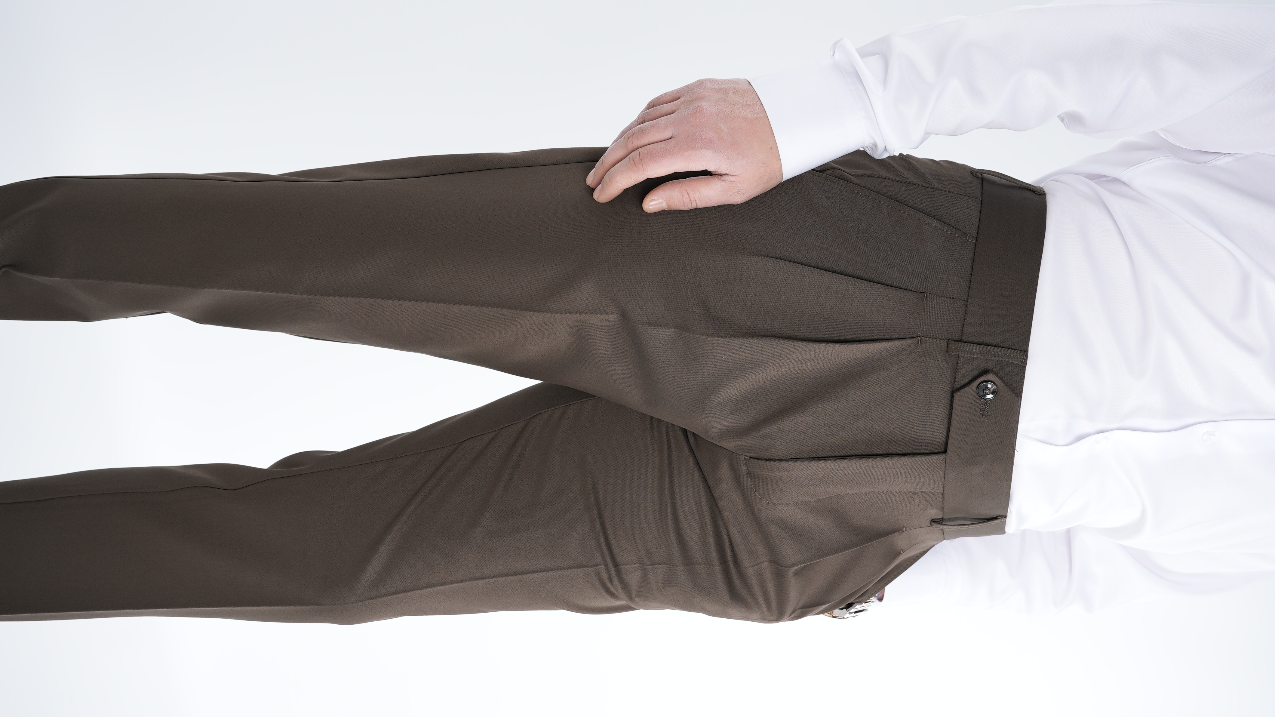 Pantaloni da uomo in tela di lycra plissettata stile italiano slim fit-cachi