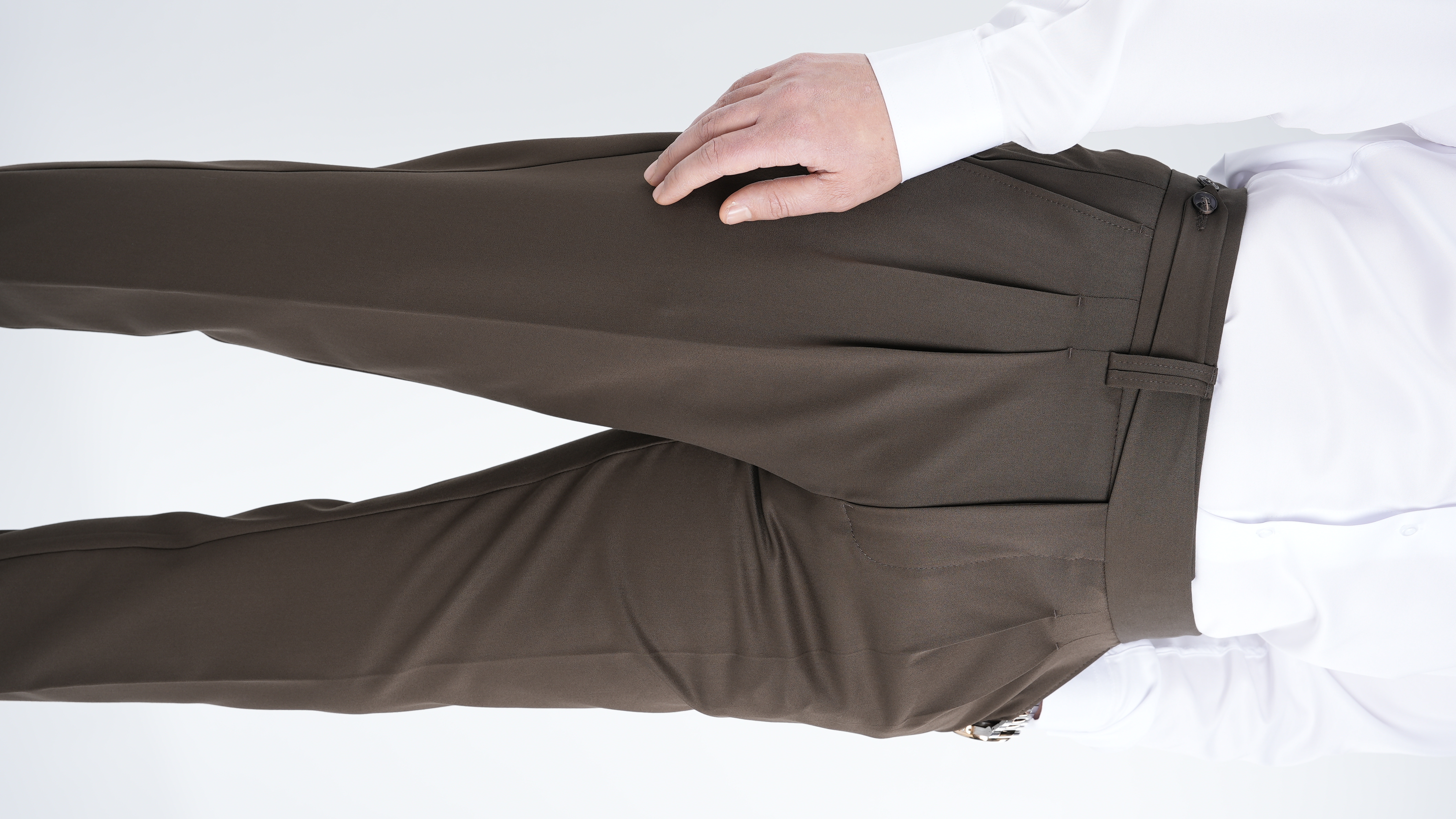 Pantaloni da uomo in tela di lycra plissettata stile italiano slim fit-cachi