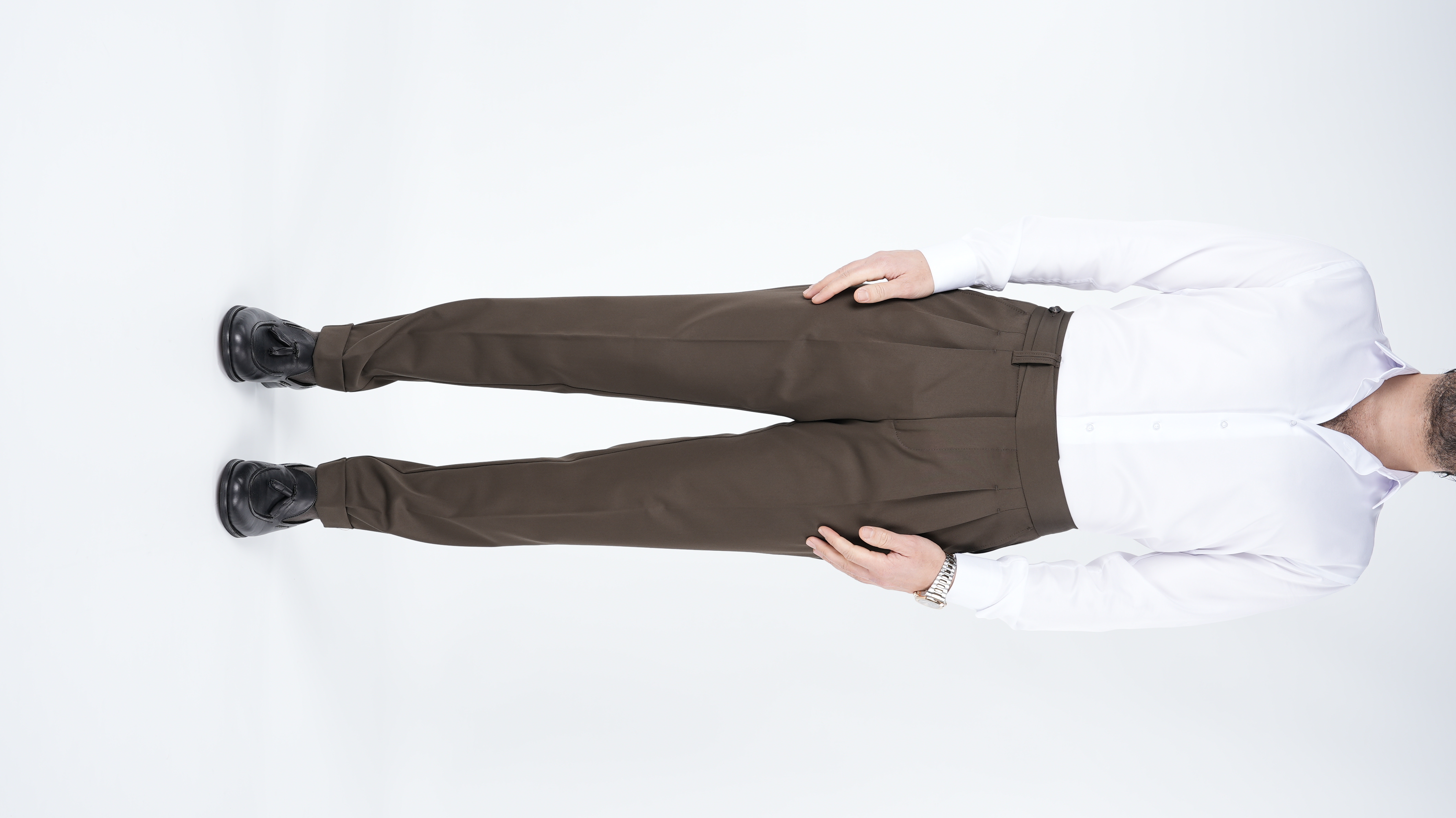 Pantaloni da uomo in tela di lycra plissettata stile italiano slim fit-cachi