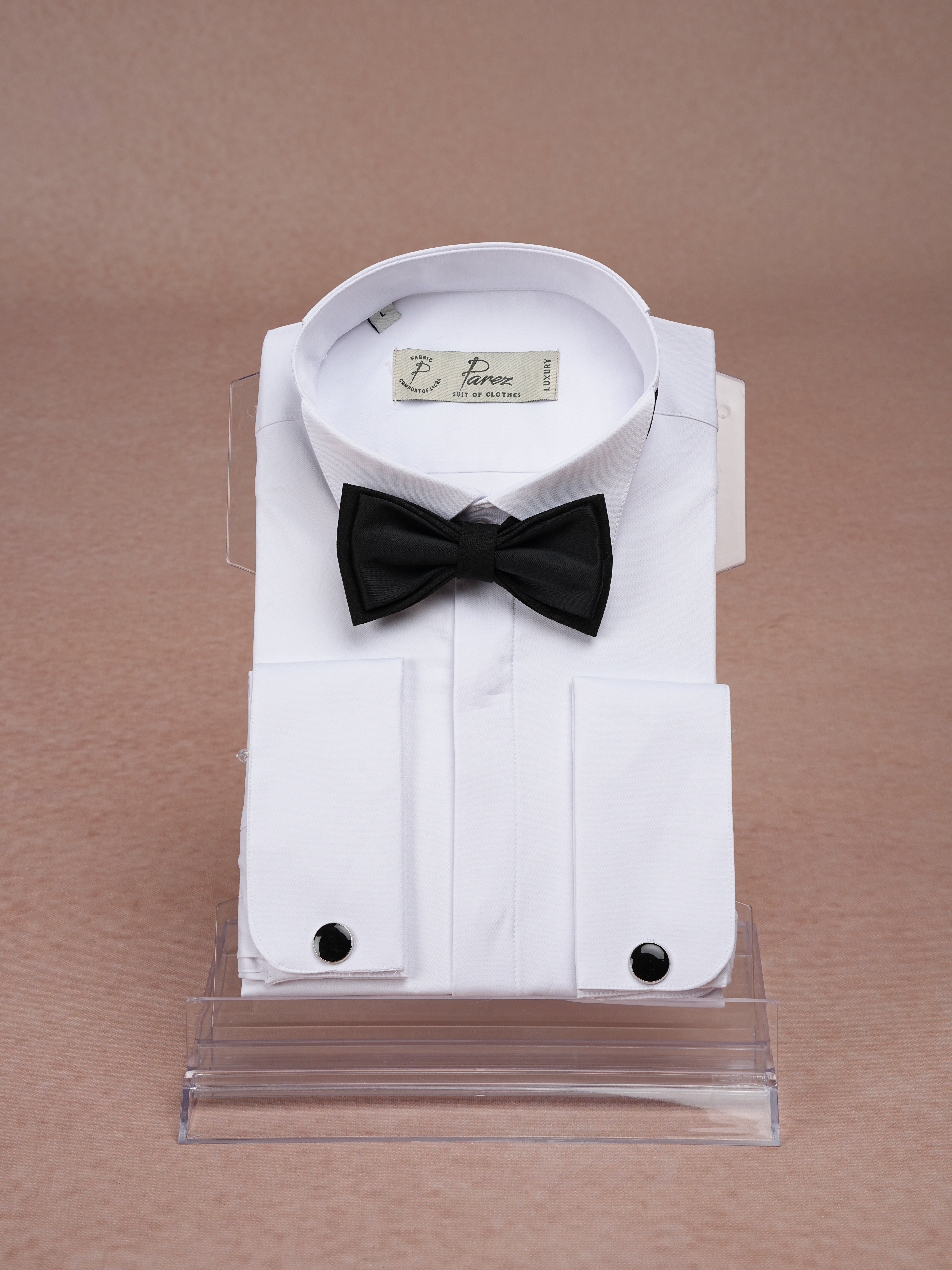 Premium Italian Style Slim Fit Hidden Button Ata Collar Mens Shirt - White