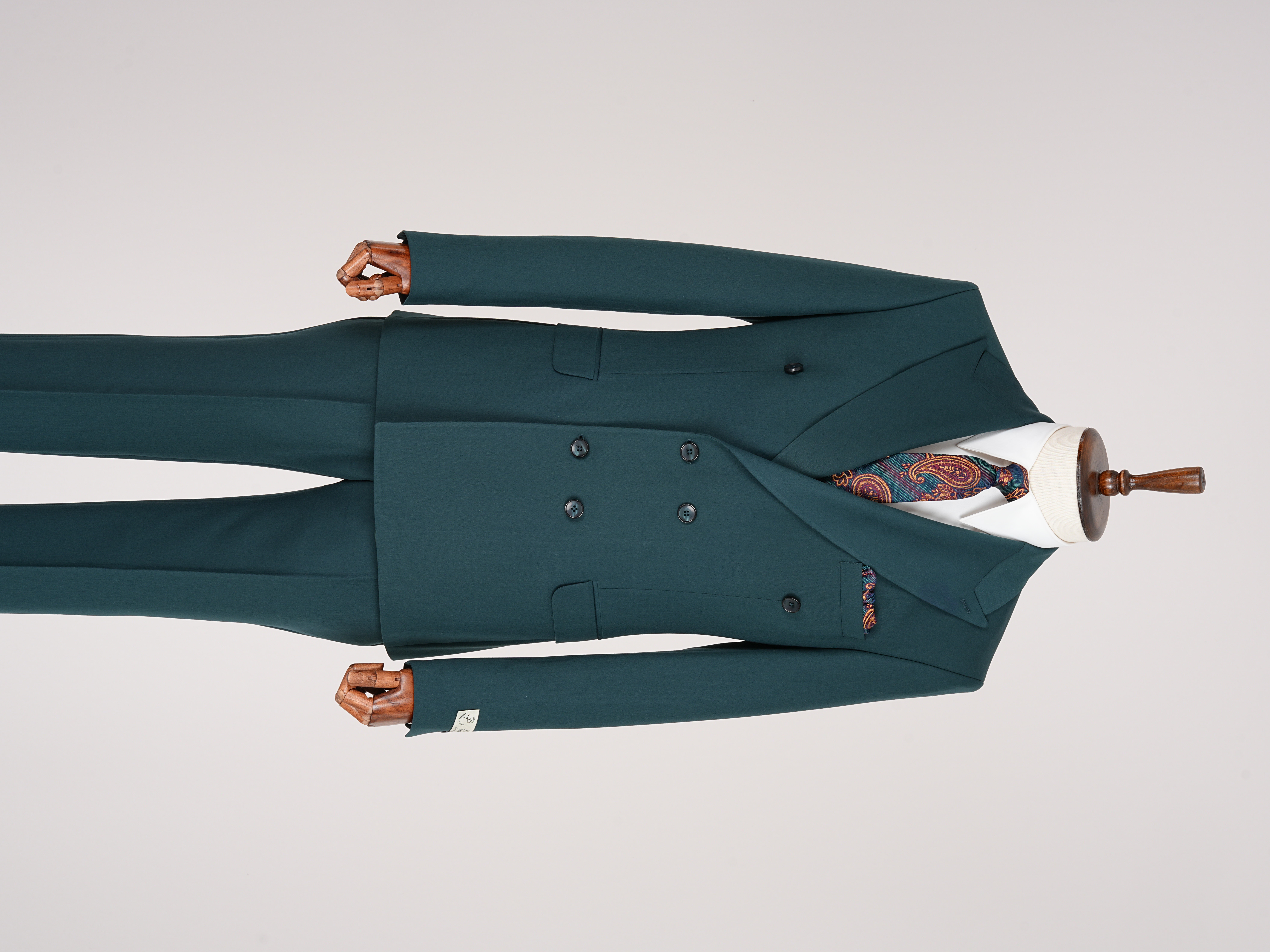 Premium Mens Double-Breasted italian Slim-Fit Suit Jacket & Trousers - Green