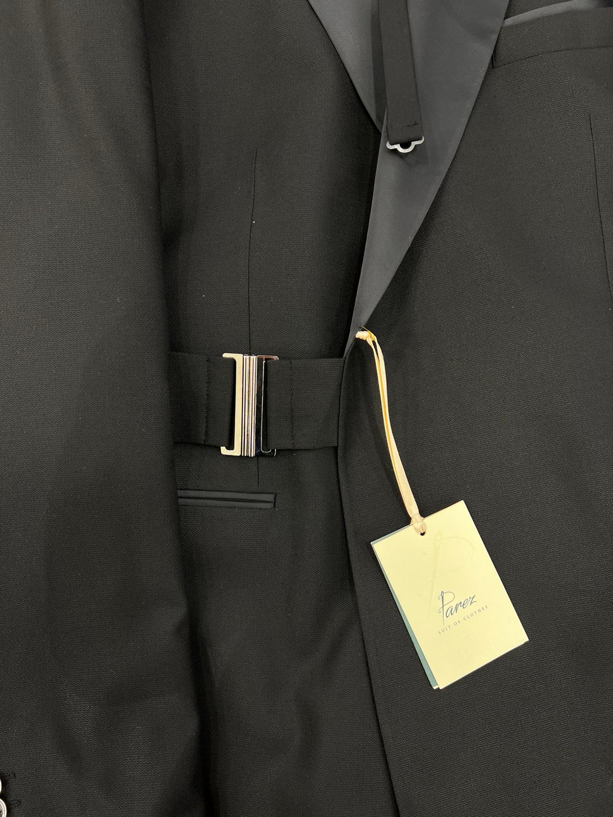 Erkek Luxury  Smokin Damatlık Gümüş Düğme Kırlangıç Yaka İtalyan Stil  Ceket Pantolon Papyon- Siyah - Siyah