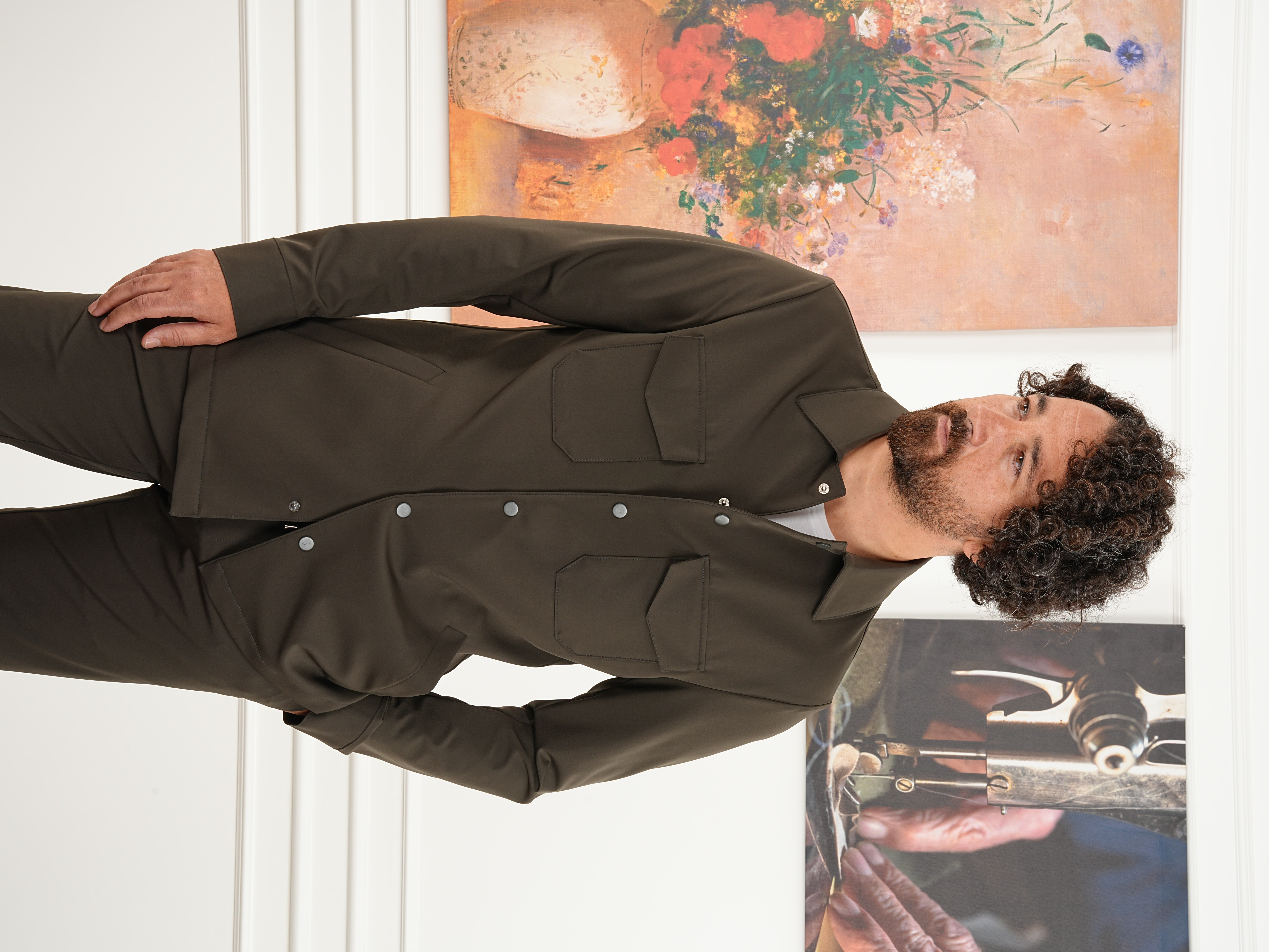 Erkek Slim Fit İtalyan Stil Safari Takım Ceket Pantolon - Haki