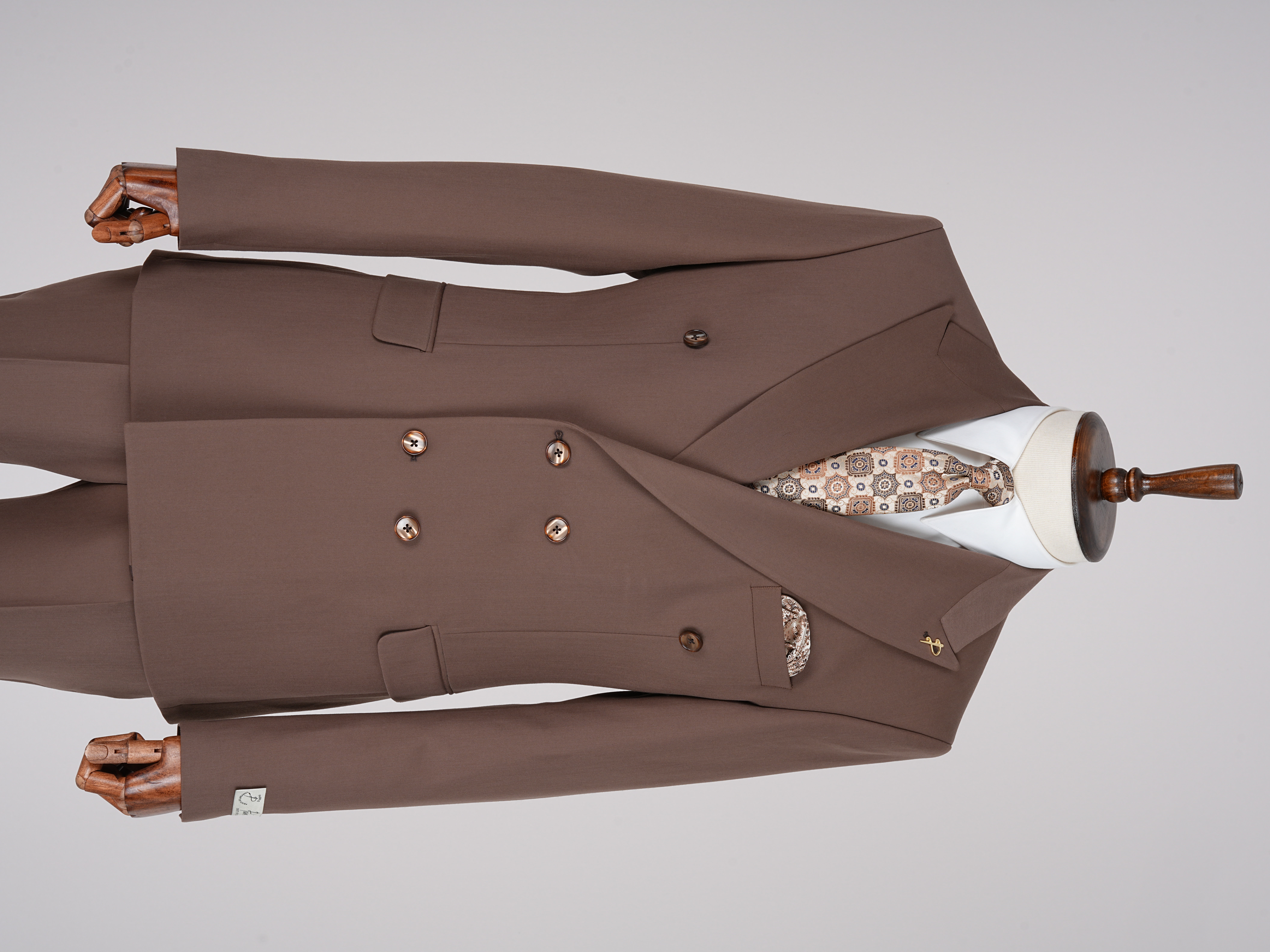 Premium Mens Double-Breasted italian Slim-Fit Suit Jacket & Trousers - Taupe