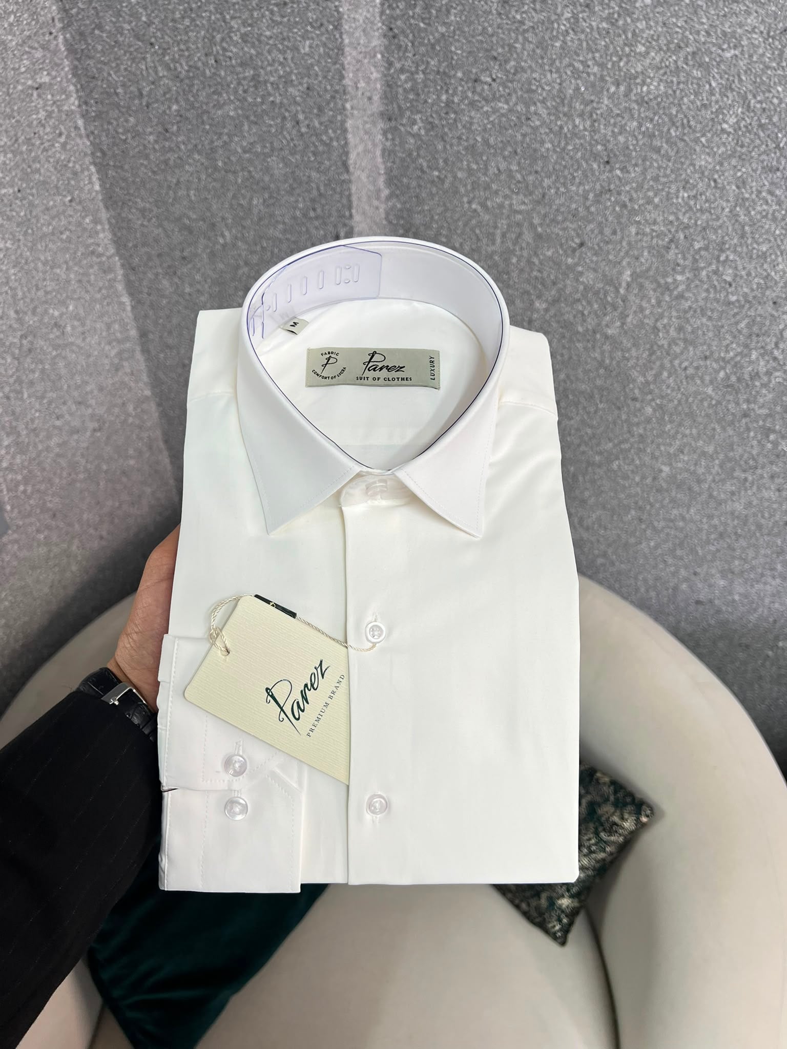 Premium Klasik Yaka Slim Fit Erkek Gömlek - Ekru