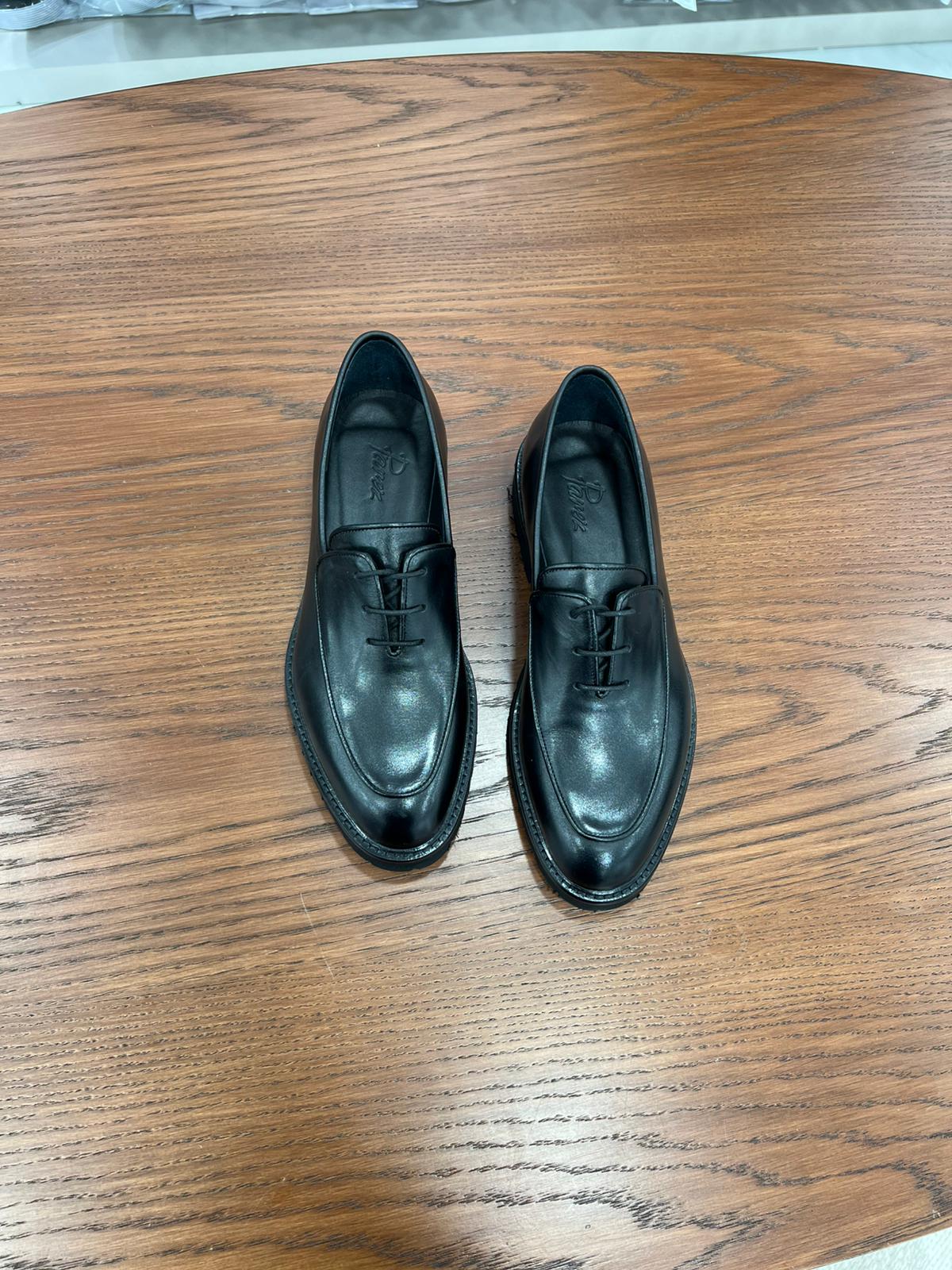 Erkek Bağcıklı Hafif Eva %100 Deri Ayakkabı - Siyah