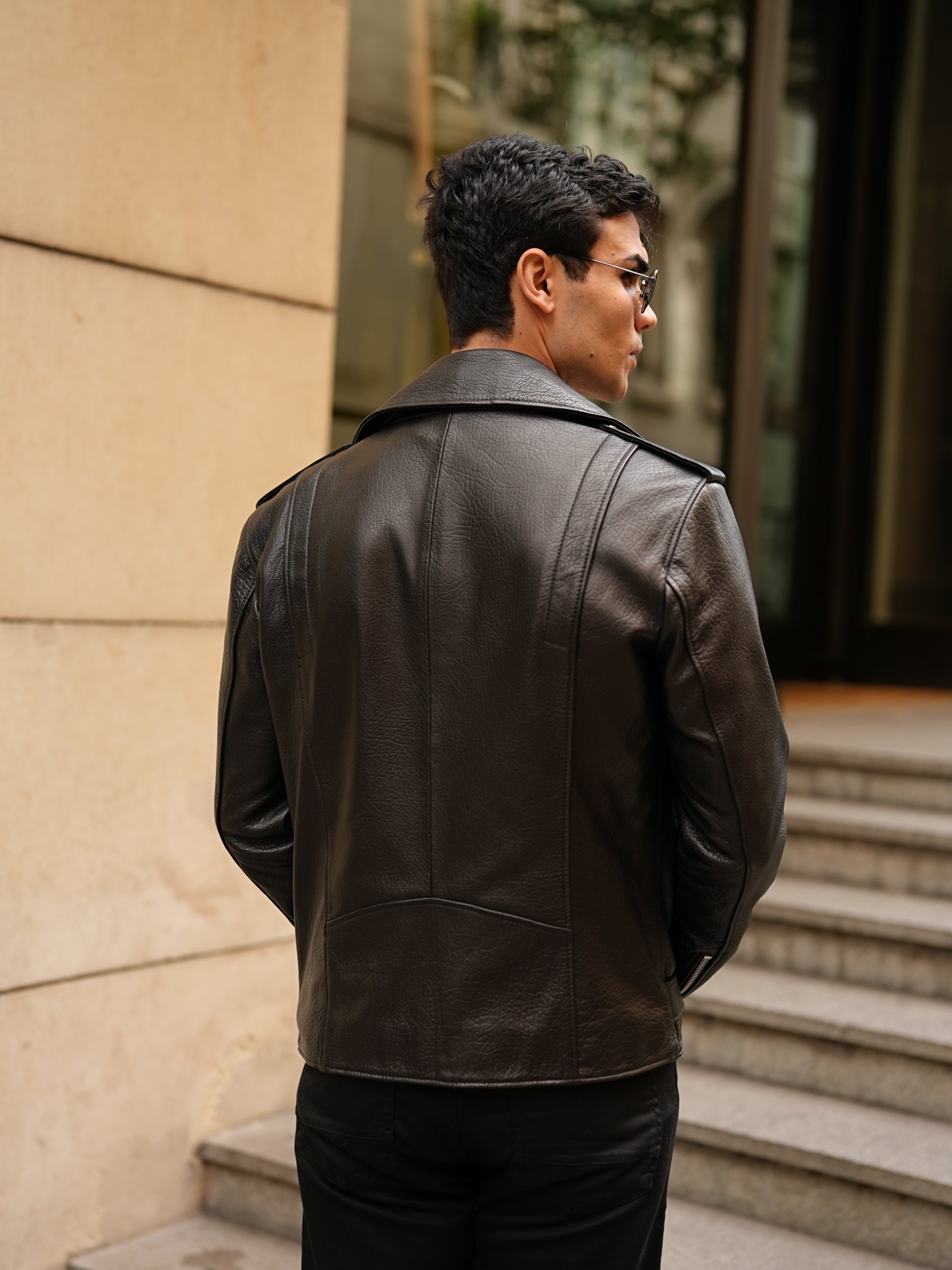 Erkek Standart Fit %100 Hakiki Kuzu Deri Mont-Siyah - Siyah