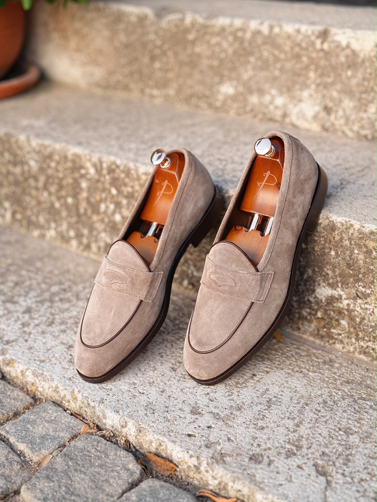  Mens Premium Metis Suede Leather Cowhide Lining Double Leather Special Hand Painted Leather Shoes - Milk Brown 