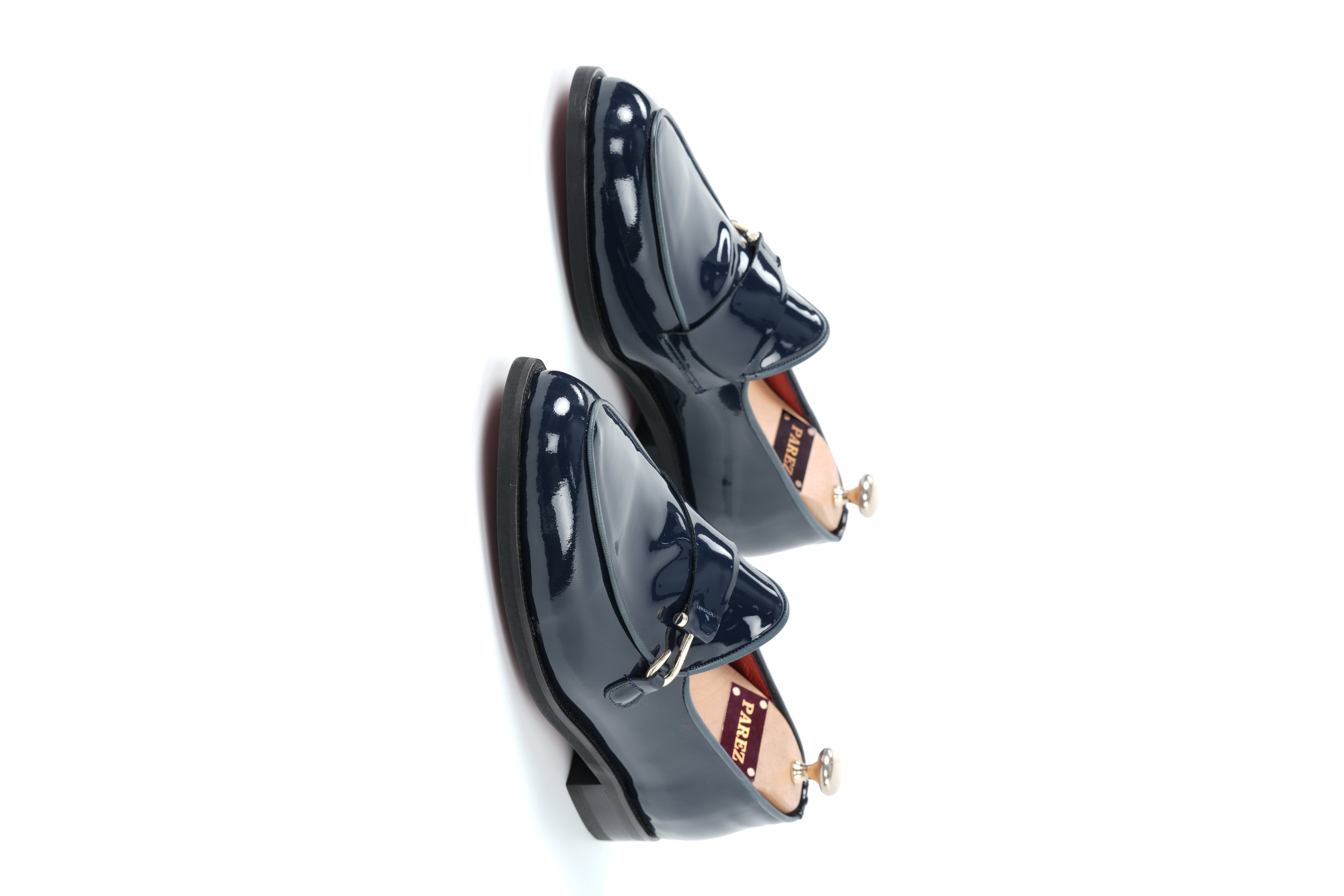 İtalyan Stil İç Dış Rugan Deri Erkek Tokalı Ayakkabı-Lacivert Rugan