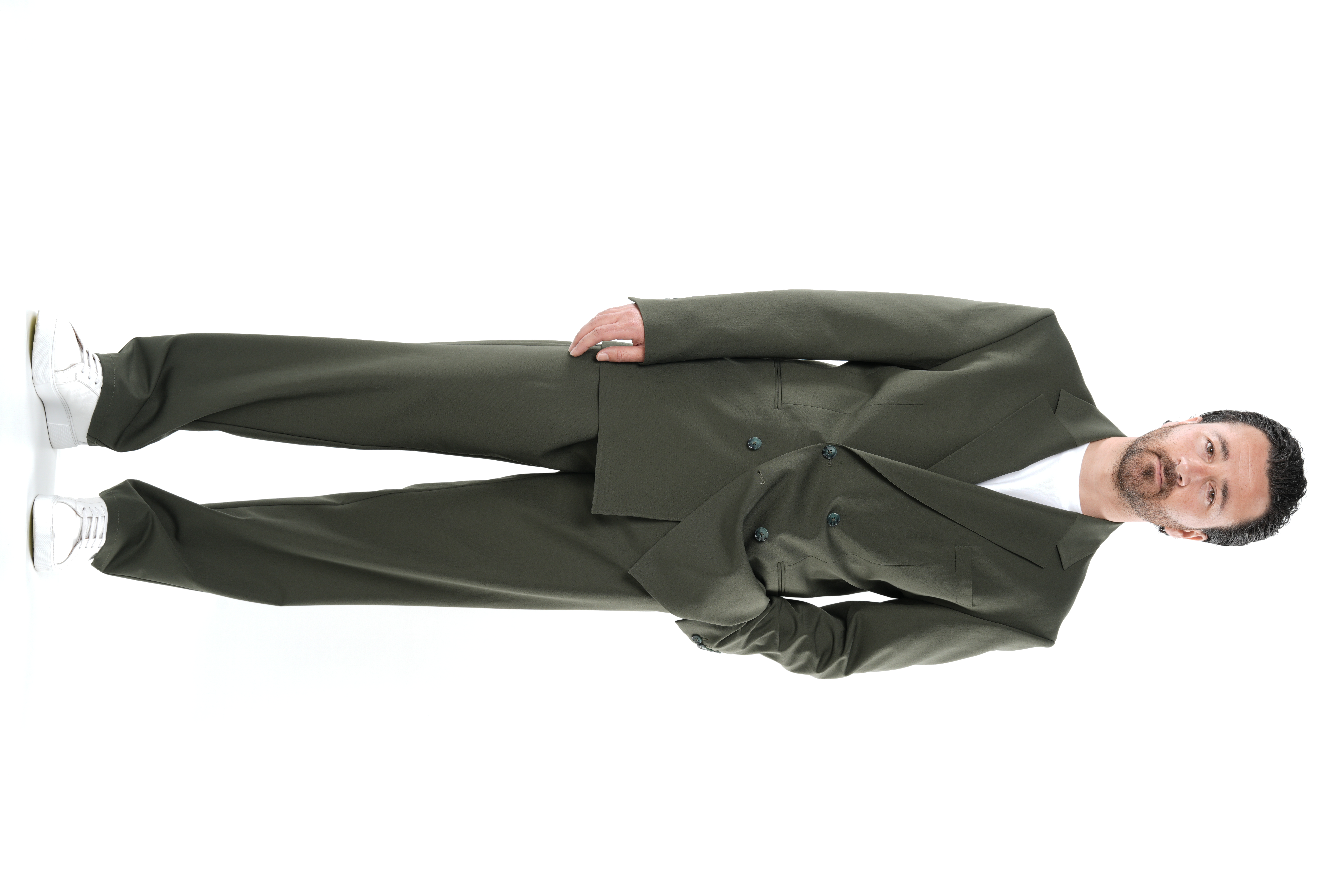 Oversize Kruvaze Takım Elbise Ceket Pantolon-Haki