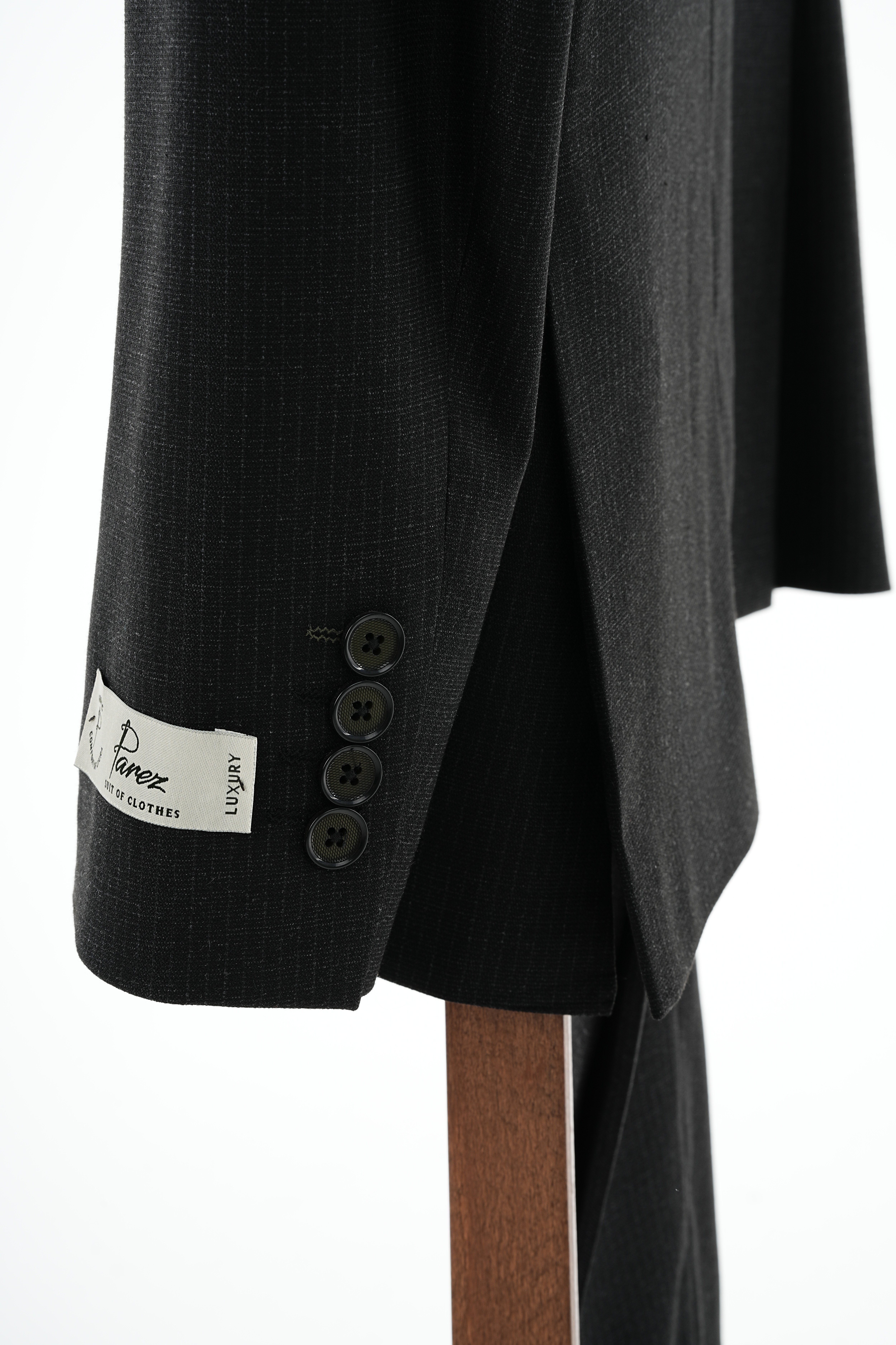 Pantaloni da giacca doppiopetto premium da uomo slim fit stile italiano con cuciture a punto neri