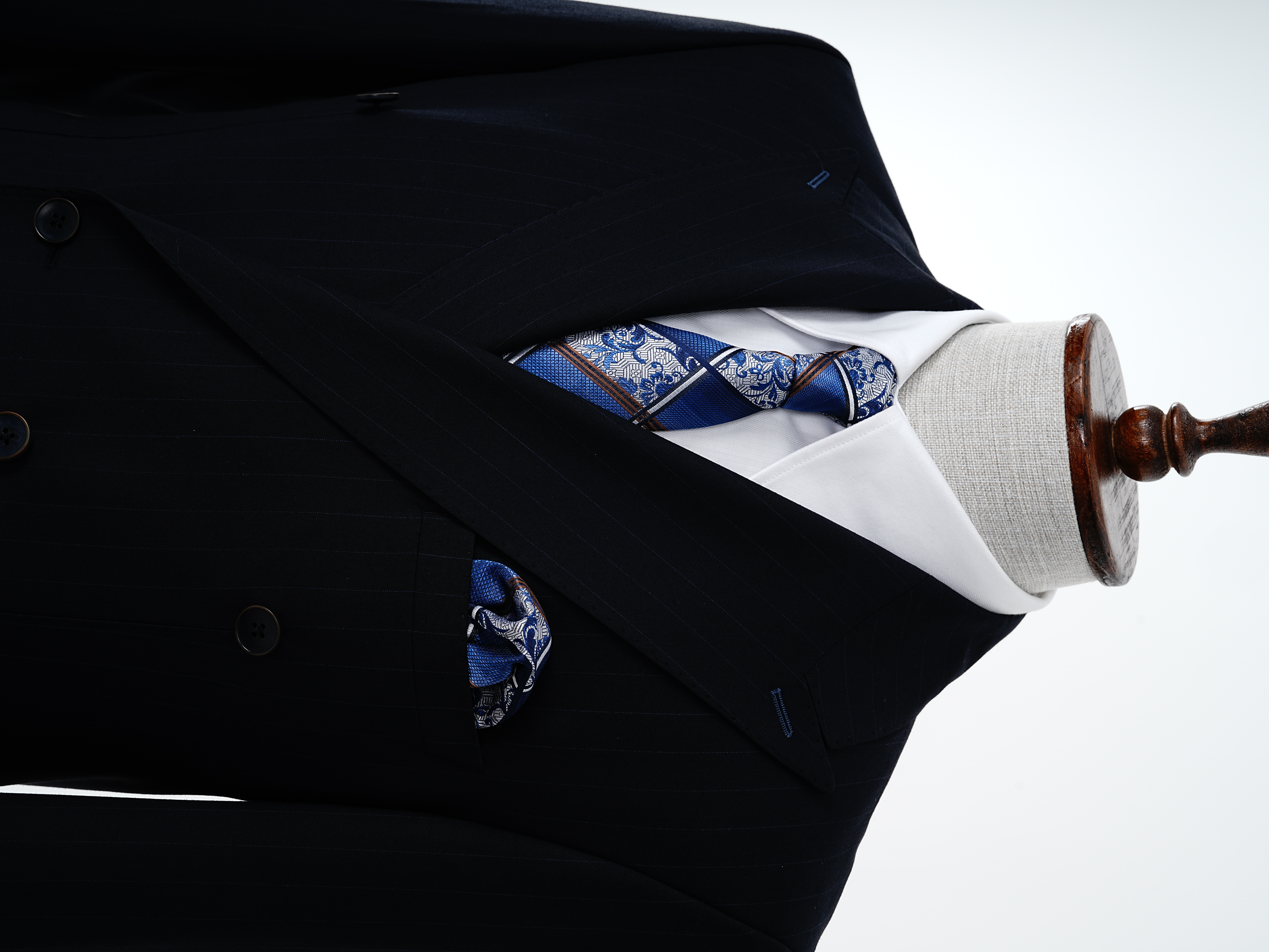 Pantaloni da giacca doppiopetto premium da uomo slim fit stile italiano con cuciture a punto blu navy