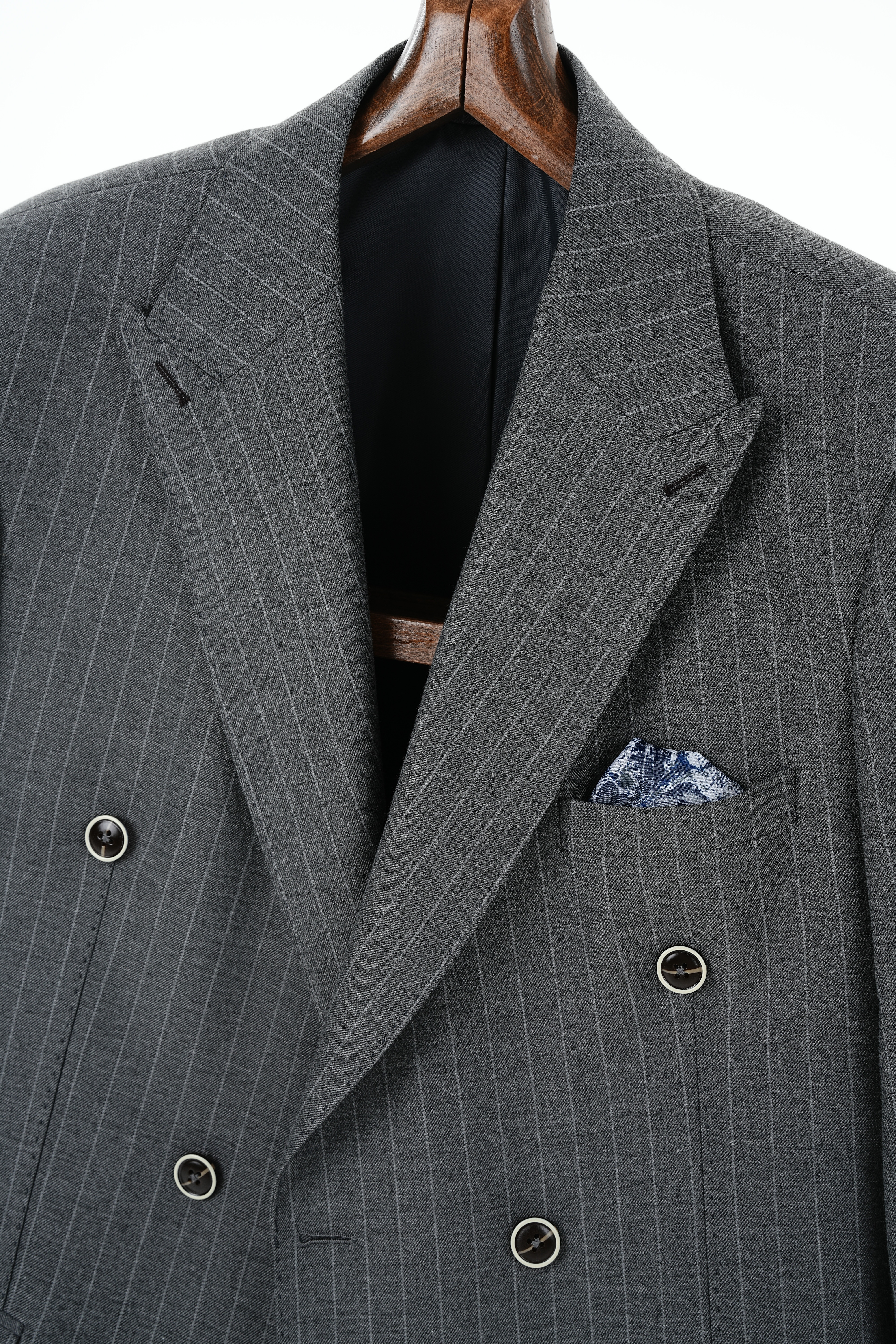Premium Erkek Kruvaze Takım Elbise Slim Fit İtalyan Stil Punto Dikişli Ceket Pantolon - Gri