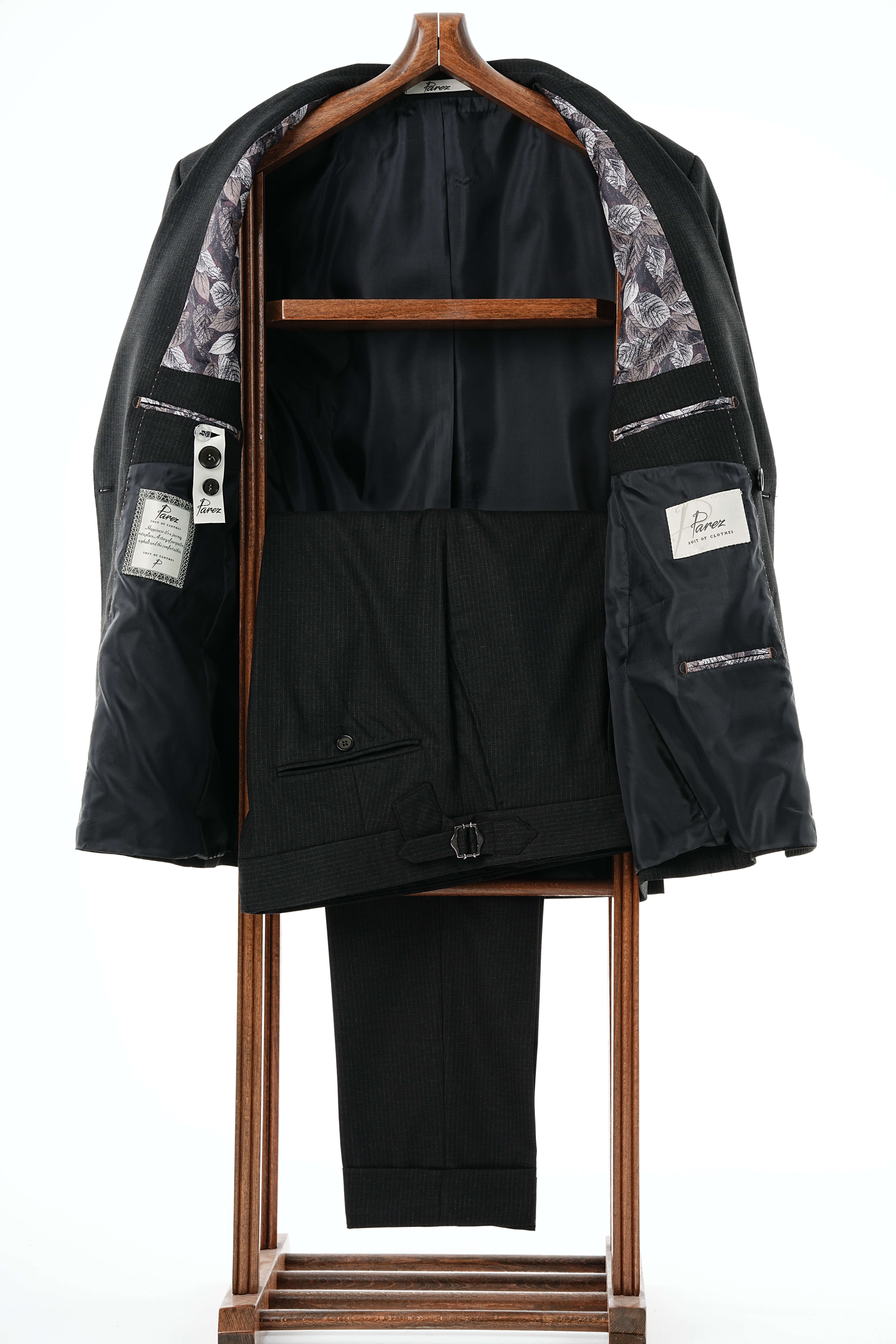 Pantaloni da giacca doppiopetto premium da uomo slim fit stile italiano con cuciture a punto neri