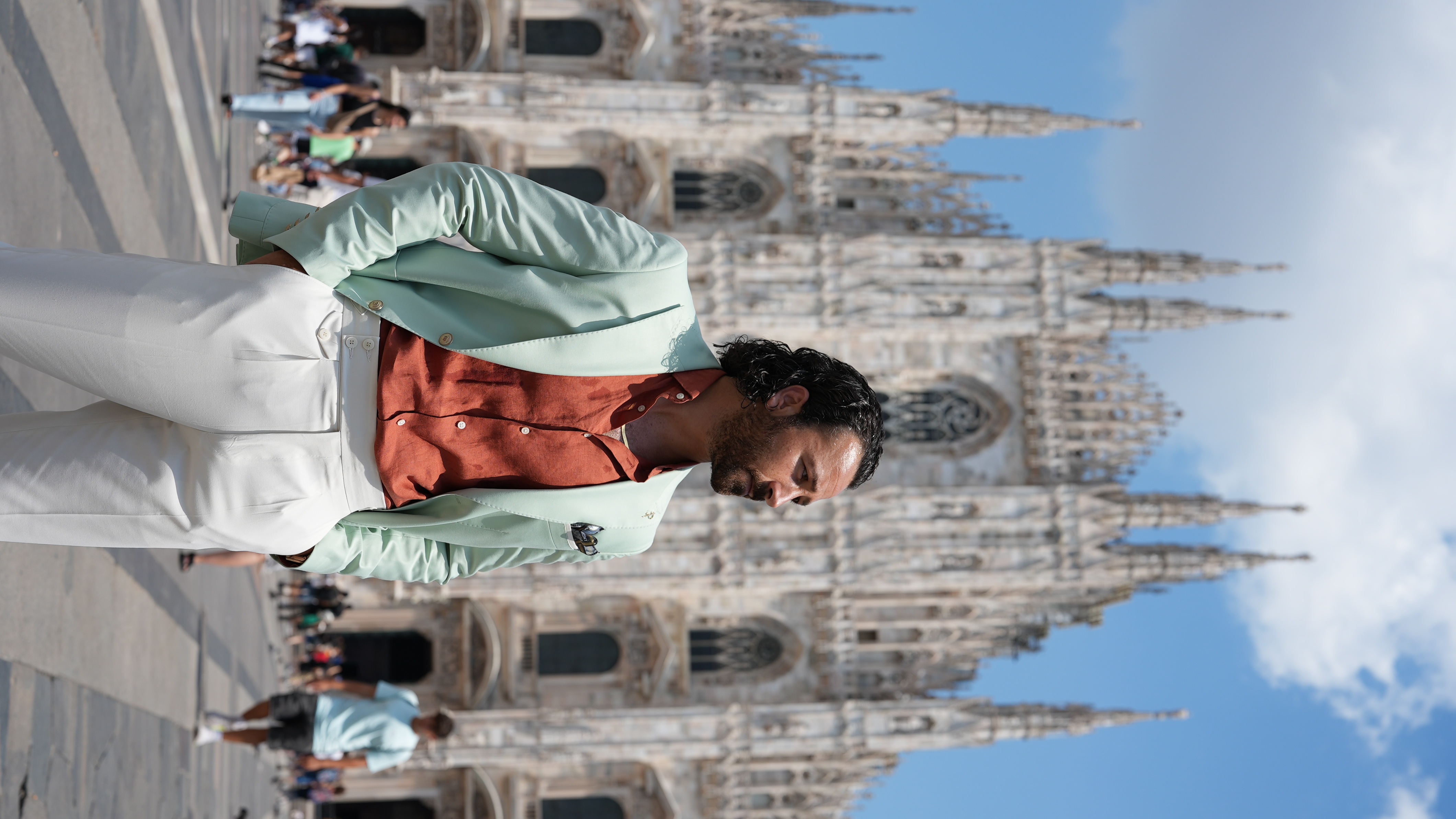 Premium Erkek Takım Elbise Punto Dikişli Tulum Cepli Ceket Pantolon - Su Yeşili