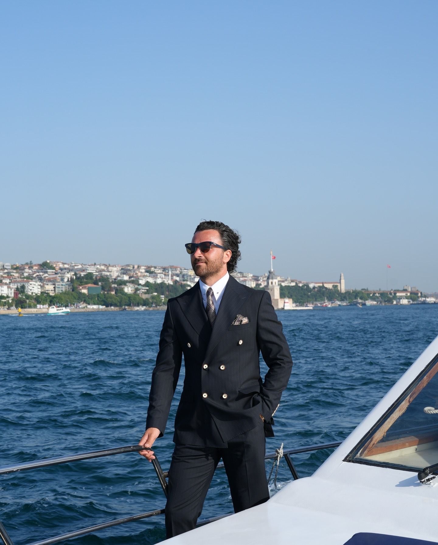 Pantaloni da giacca con cuciture a punto stile italiano slim fit semifoderati da uomo premium - Nero