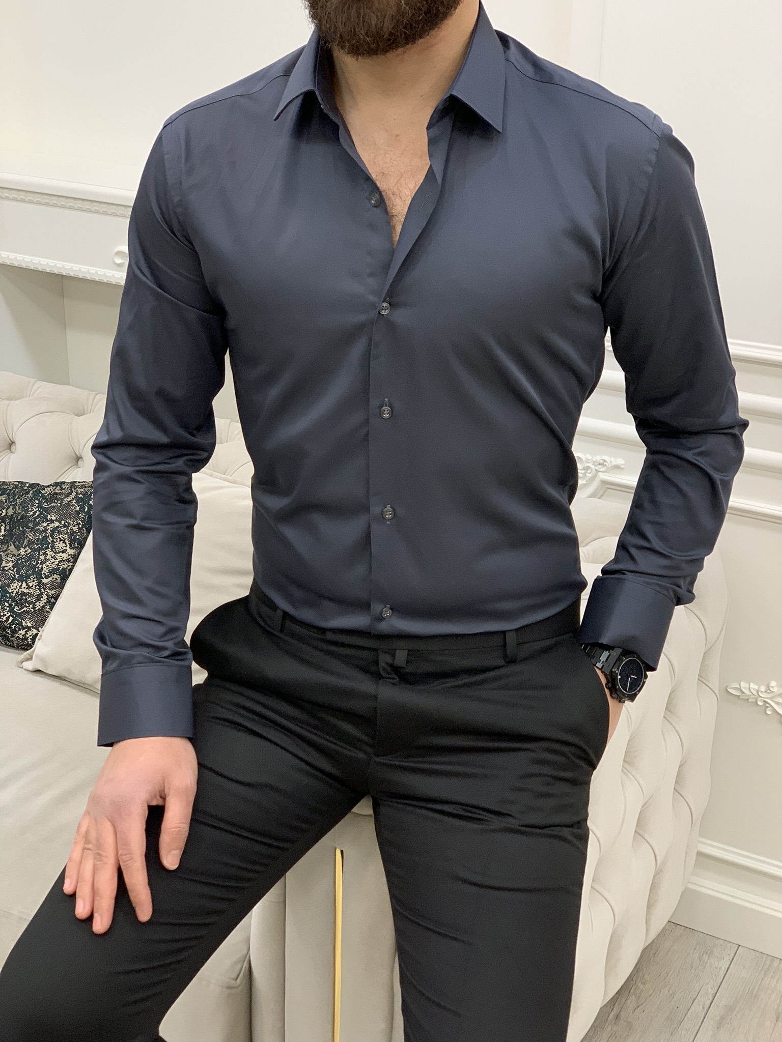 Slim Fit Gömlek - Antrasit