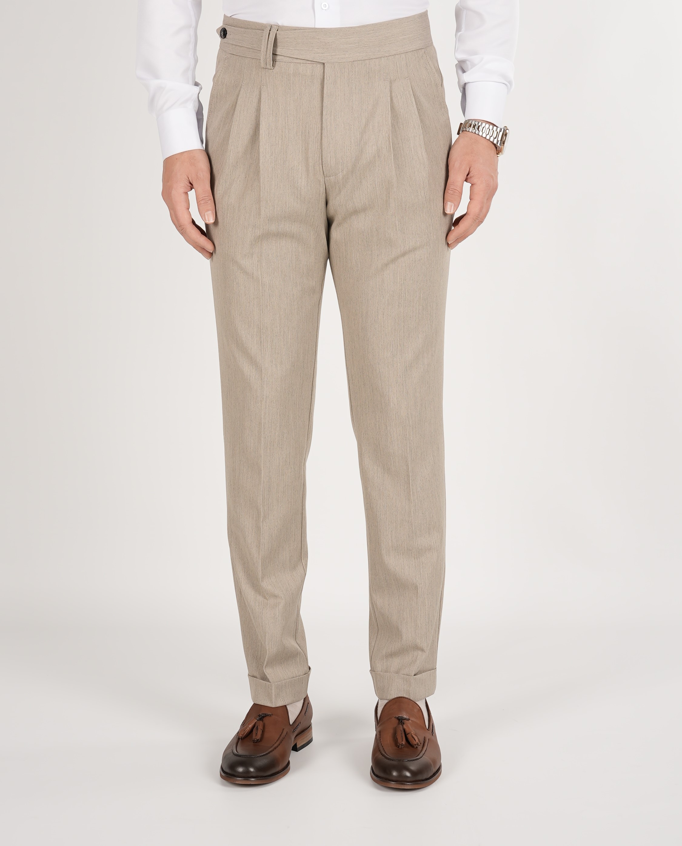 Pantalon en Lycra à Boucle Plissée de Style Italien Coupe Slim pour Homme - Noir
