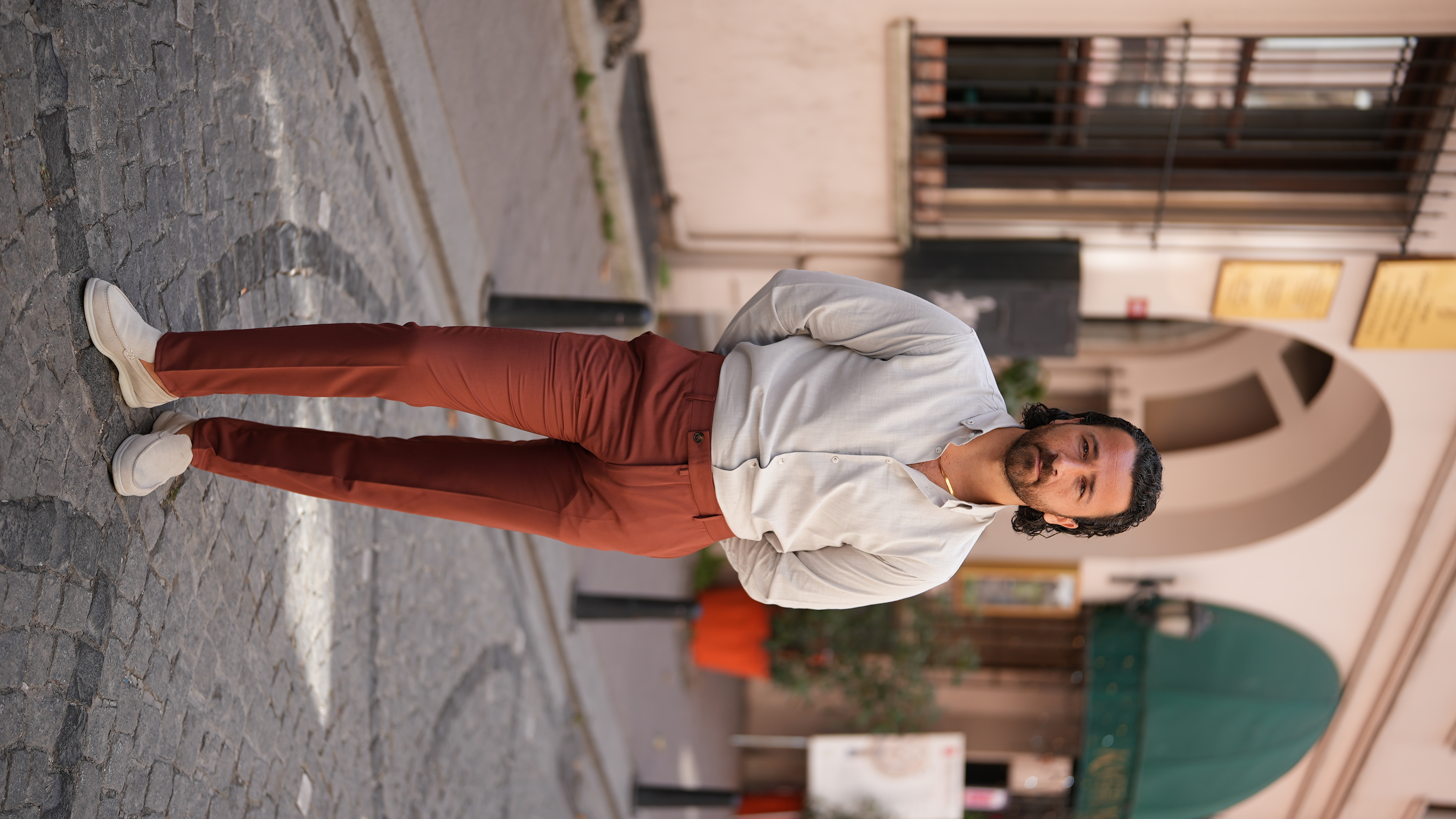 İtalyan Stil Slim Fit Erkek Pantolon-Kiremit