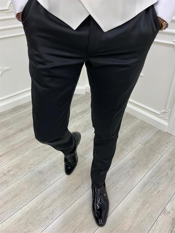 İtalyan Stil Smokin Ceket Yelek Pantolon Papyon - Beyaz