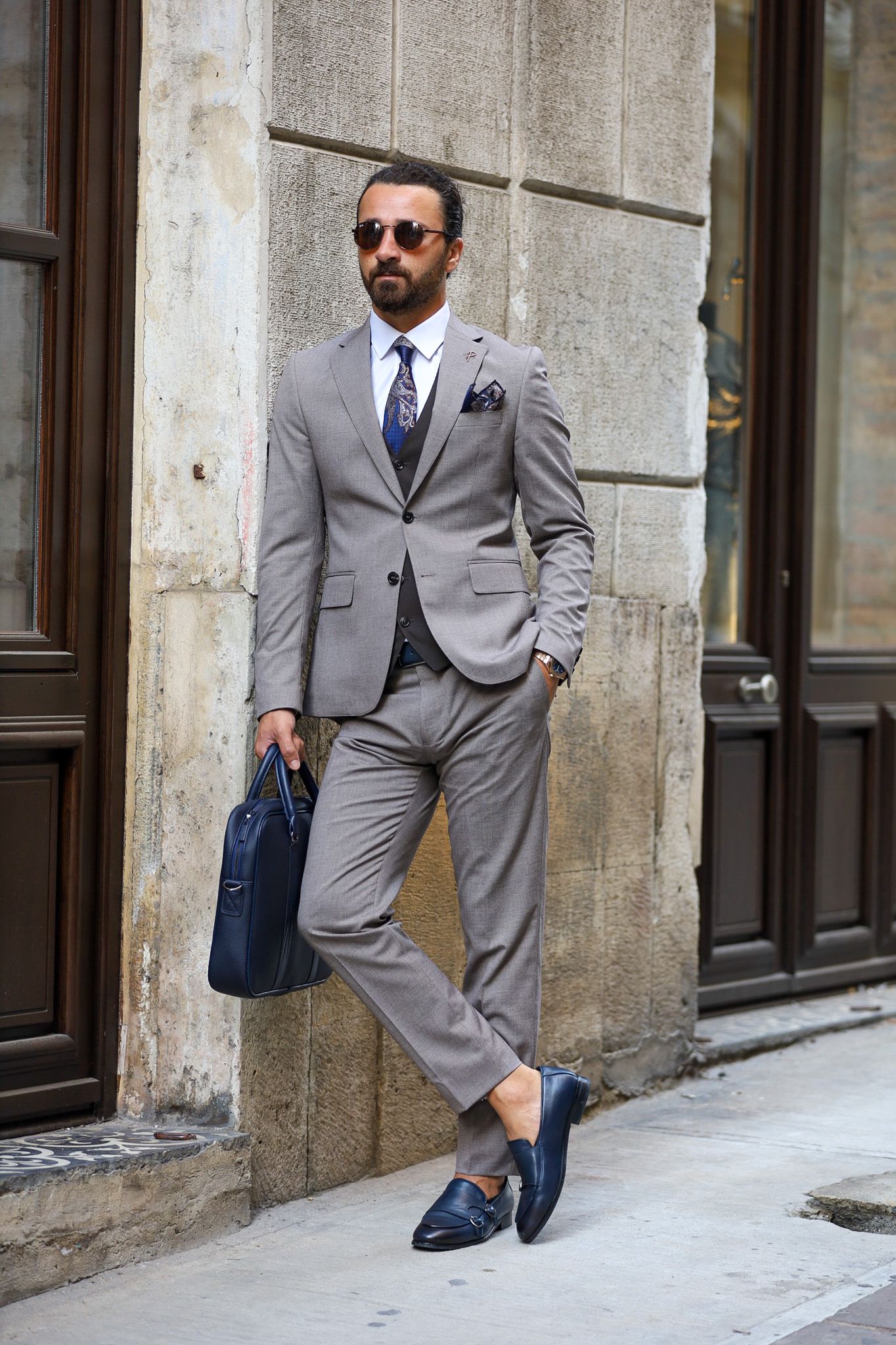 Heritage Classic: Blue Premium Polyester Men's Trousers – Antonios
