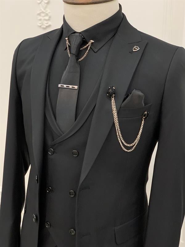 Slim Fit Takım Elbise - Siyah