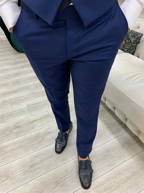 Erkek Takım Elbise Slim Fit Ceket Yelek Pantolon - İndigo