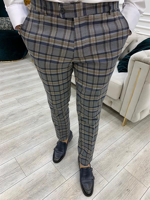İtalyan Stil  Kruvaze Takım Elbise Ceket Pantolon - Lacivert