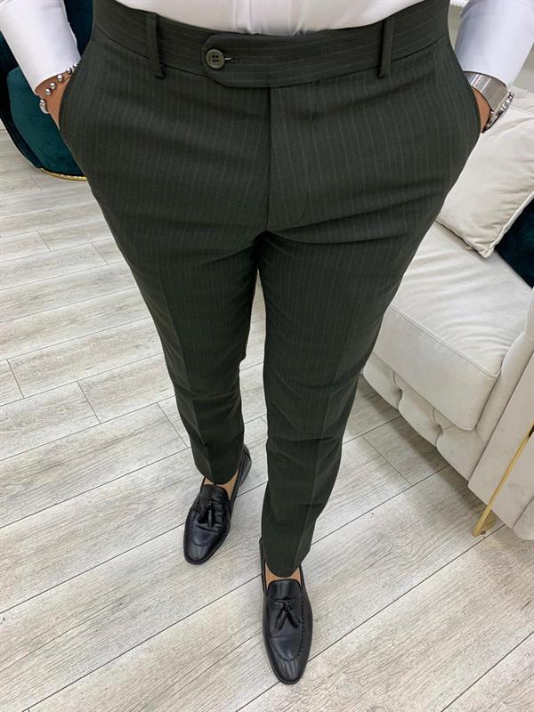 İtalyan Stil  Kruvaze Takım Elbise Ceket Pantolon - Yeşil