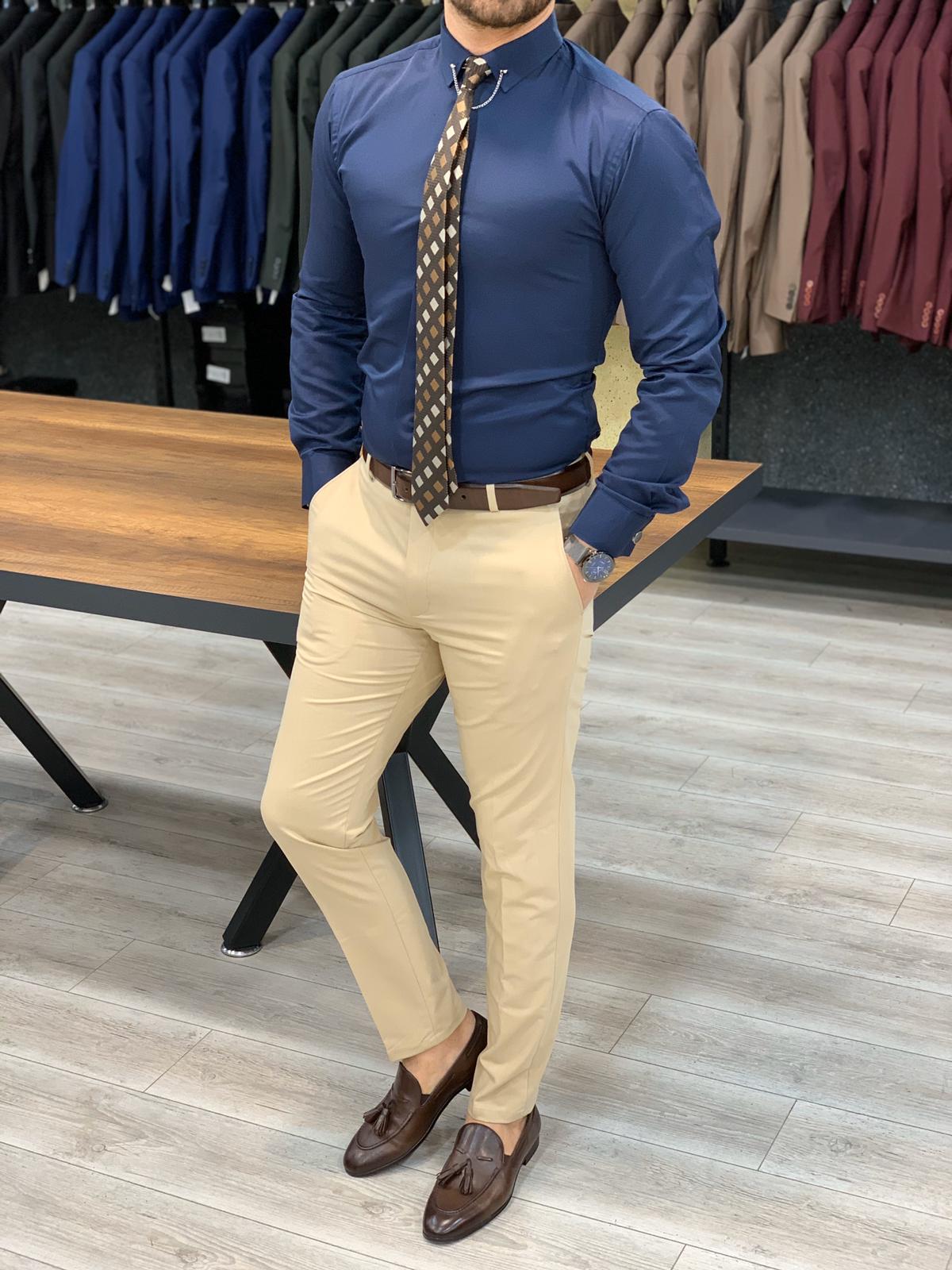 Slim Fit Pantolon - Bej