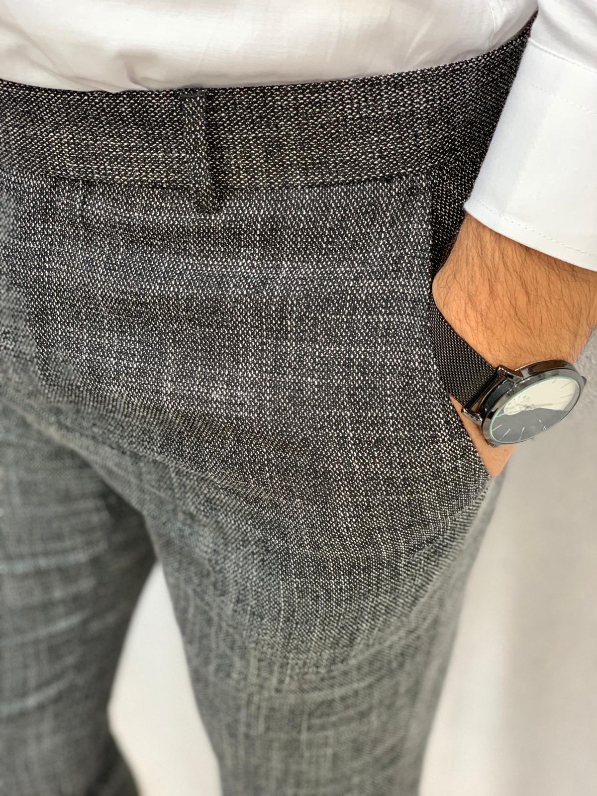 Slim Fit Pantolon - Kırçıllı Gri