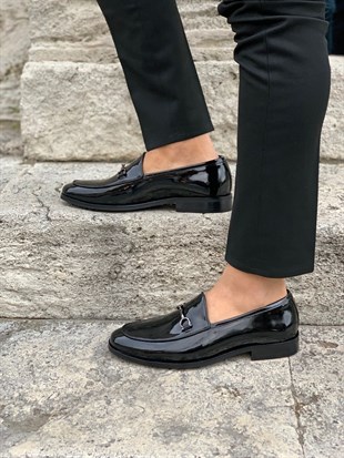 Tokalı Klasik Ayakkabı - Siyah Rugan