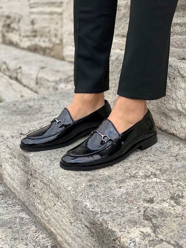 Tokalı Klasik Ayakkabı - Siyah Rugan