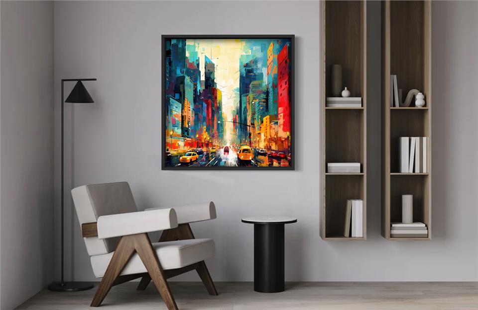 Ahşap Traverten Dokulu Tablo City 257