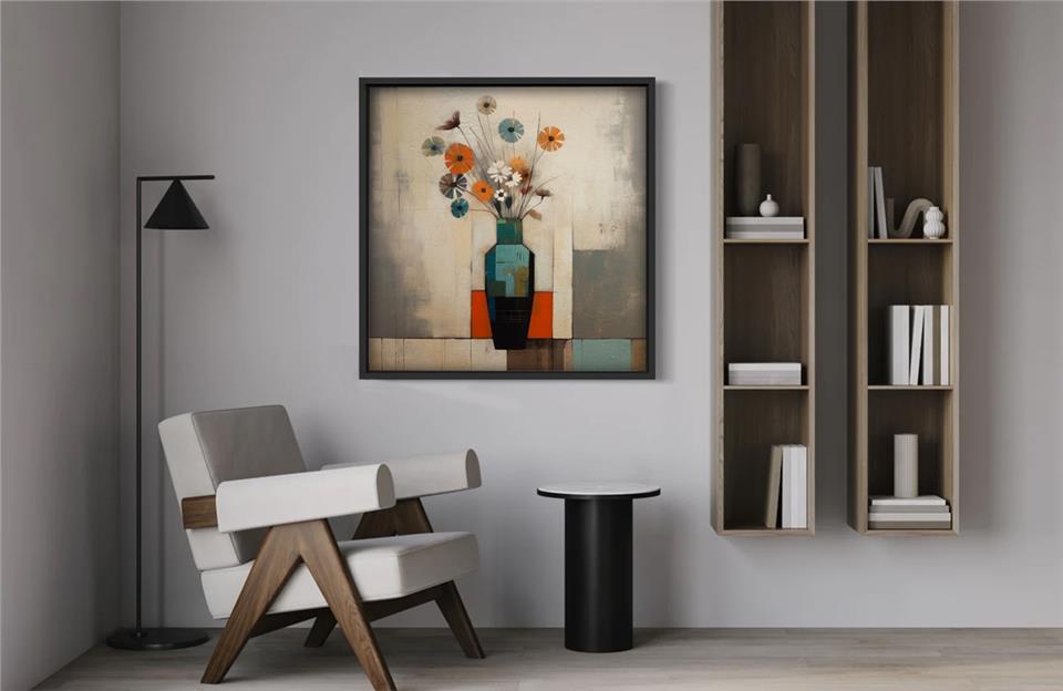 Ahşap Traverten Dokulu Tablo Flower 236