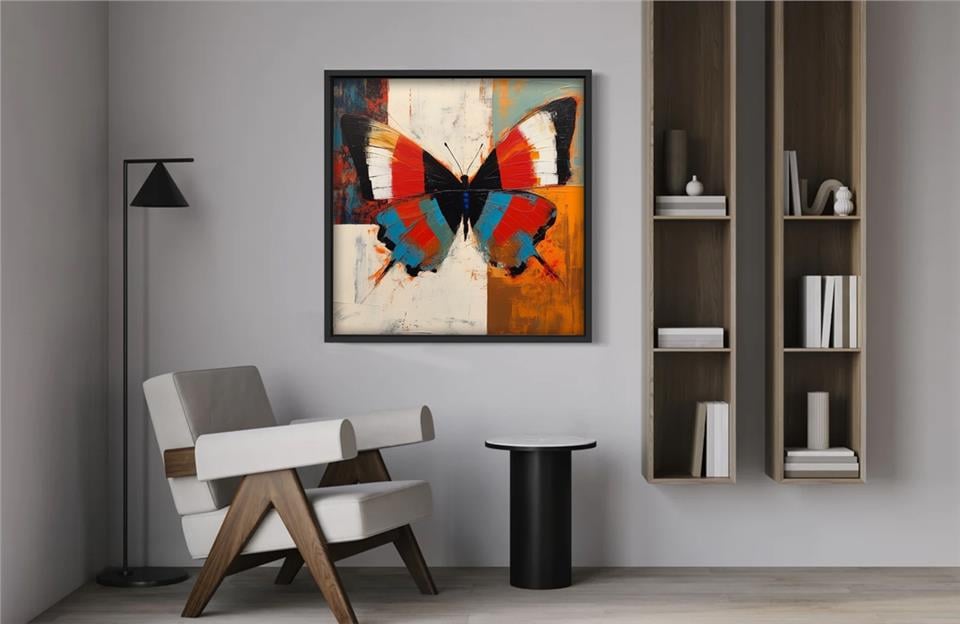 Ahşap Yağlı Boya Dokulu Tablo Butterfly 434