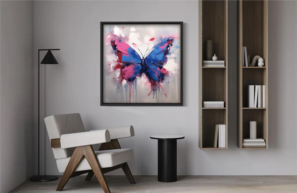 Ahşap Yağlı Boya Dokulu Tablo Butterfly 438